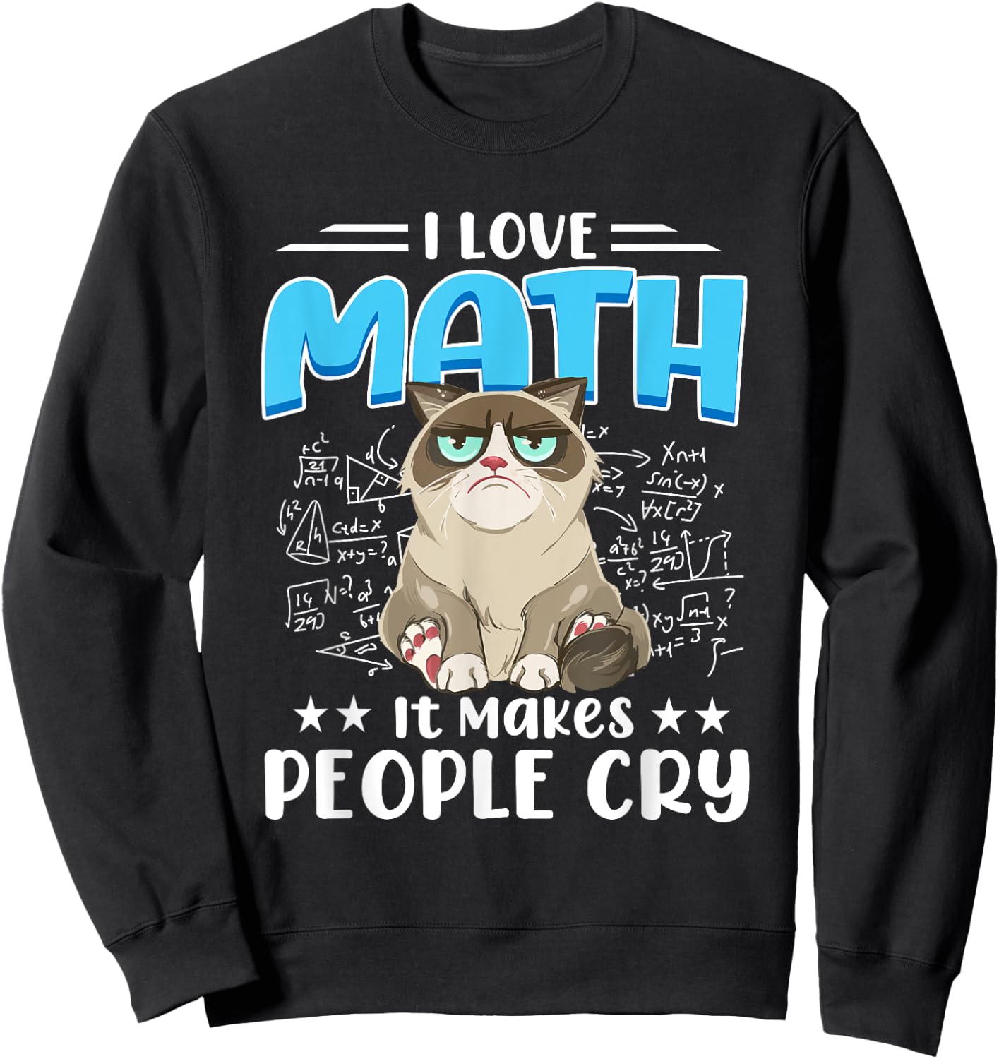 I Love Math It Makes People Cry Math Cat Mathematics Cats Sweatshirt - Sweatshirt | Black