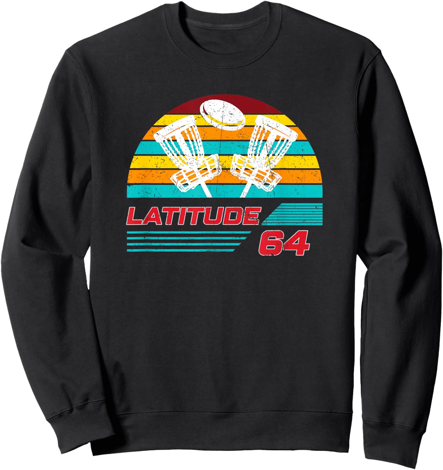 Latitude 64 Disc Golf Retro Vintage Men Women Sweatshirt - Sweatshirt | Black