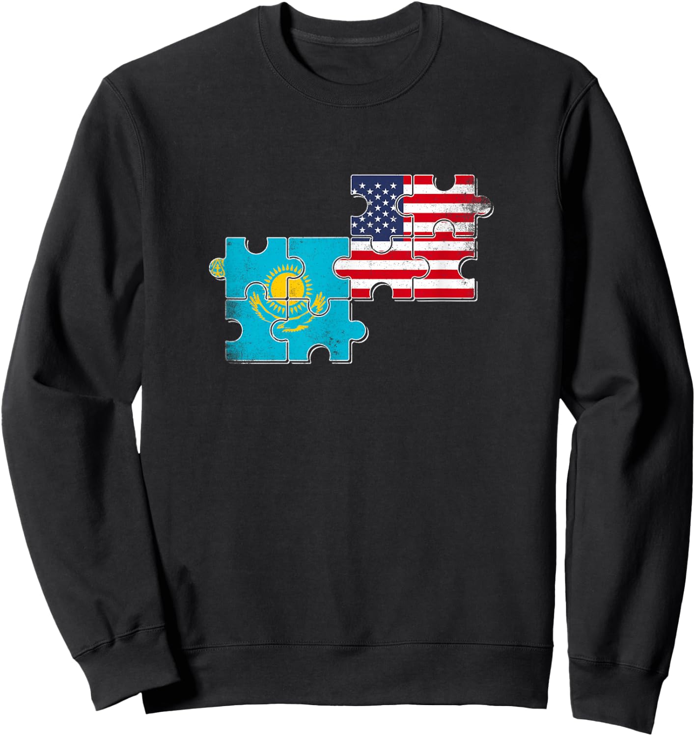 Kazakhstan USA Heartbeat Flag American Kazakh Sweatshirt - Sweatshirt | Black