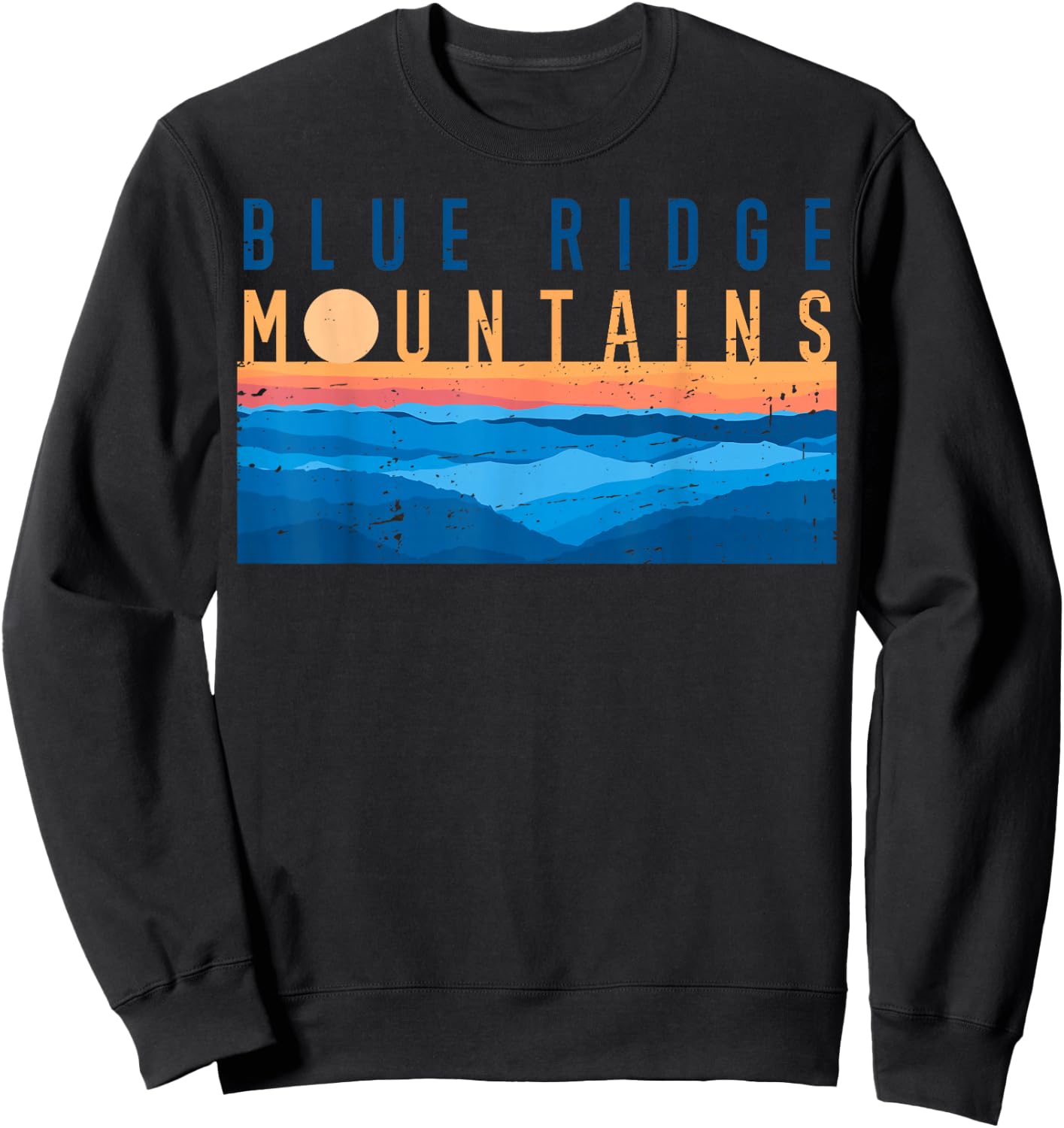 Retro Vintage Sunset Blue Ridge Mountains USA Mountain Range Sweatshirt - Sweatshirt | Black