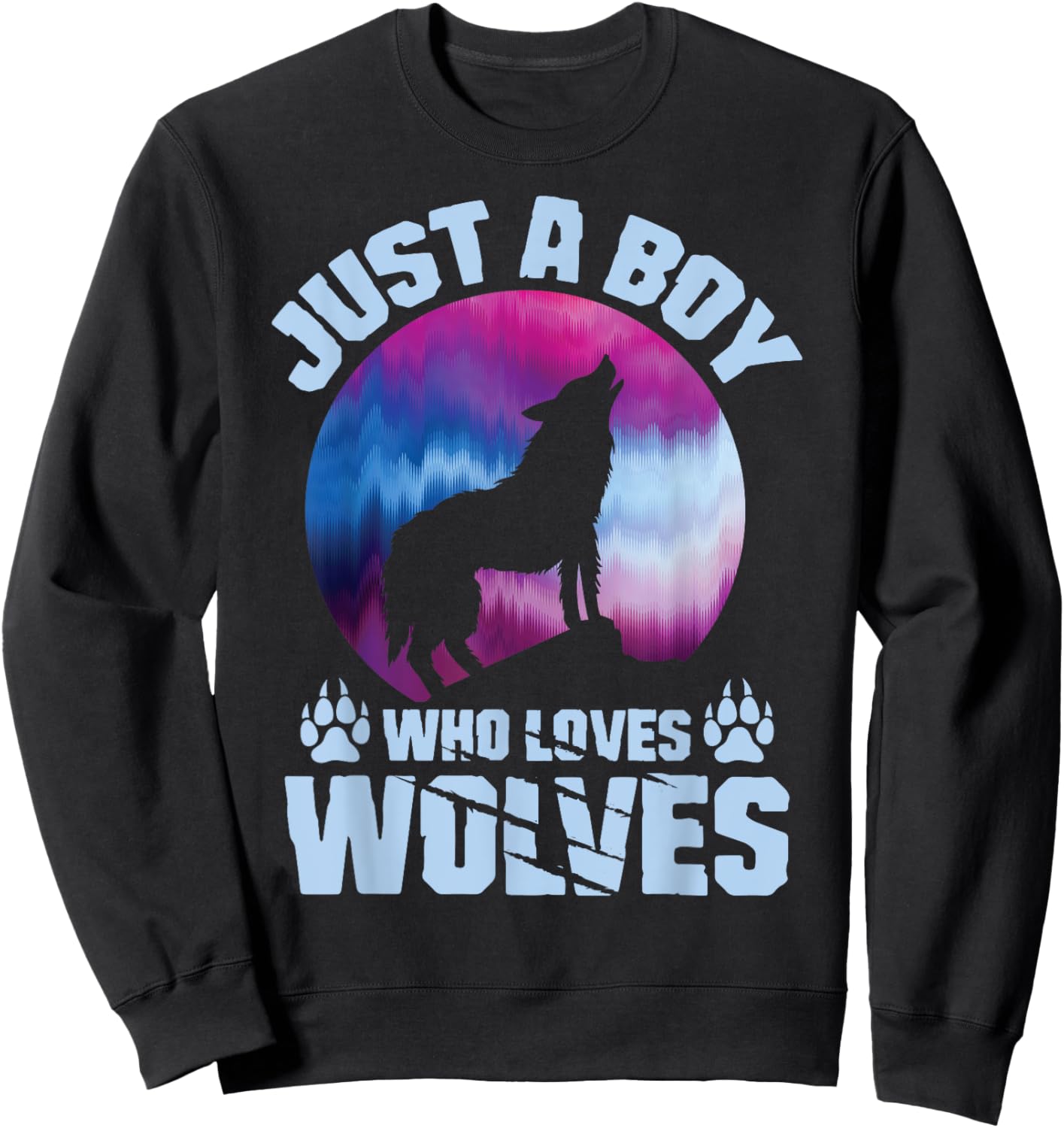 Just A Boy Who Loves Wolves Shirt Wolves Lover Boys Kids Sweatshirt - Sweatshirt | Black