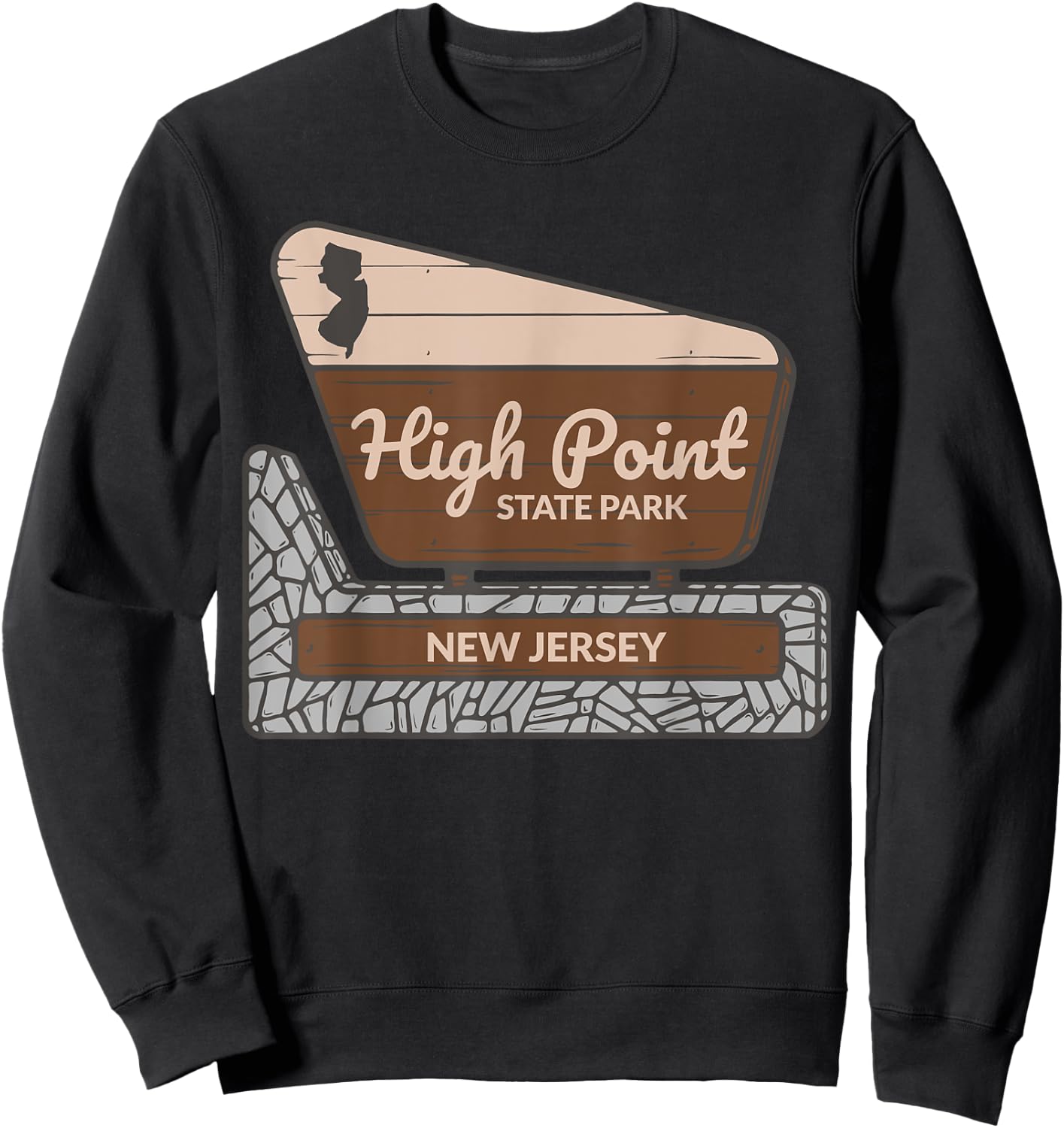 High Point State Park New Jersey Welcome Sign Souvenir Sweatshirt - Sweatshirt | Black