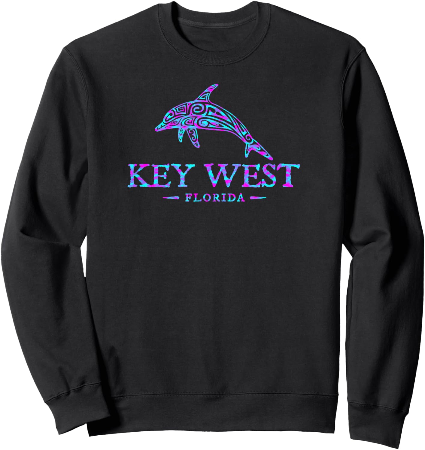 Key West Florida Dolphin Retro Colorful Souvenir Sweatshirt - Sweatshirt | Black