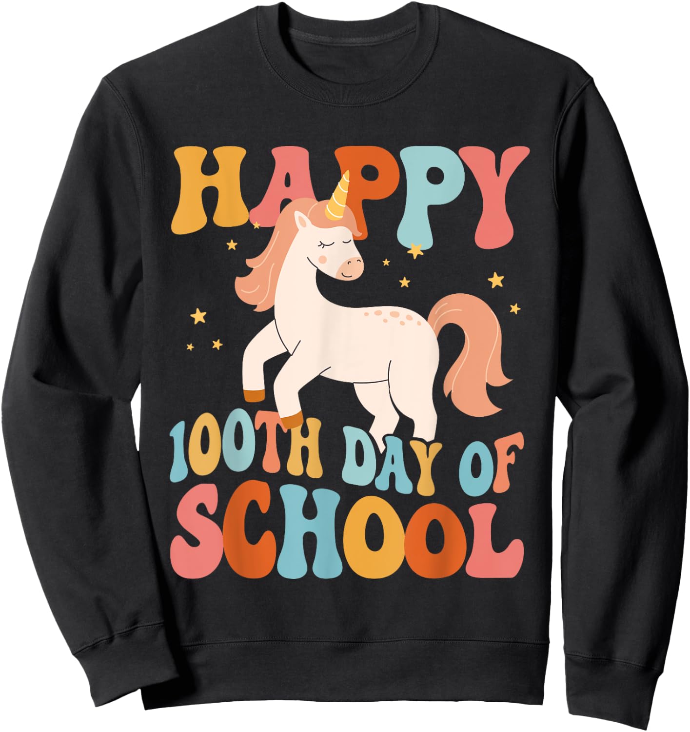 Happy 100th Day Of School Unicorn Teachers Kids Students Sweatshirt - Sweatshirt | Black