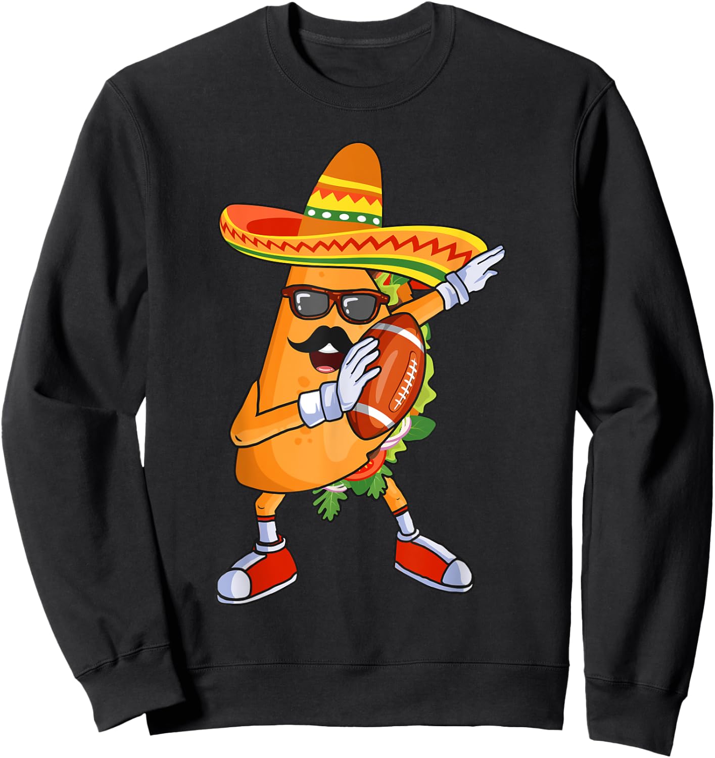 Football and Tacos Dabbing Cinco de Mayo for kids Sweatshirt - Sweatshirt | Black