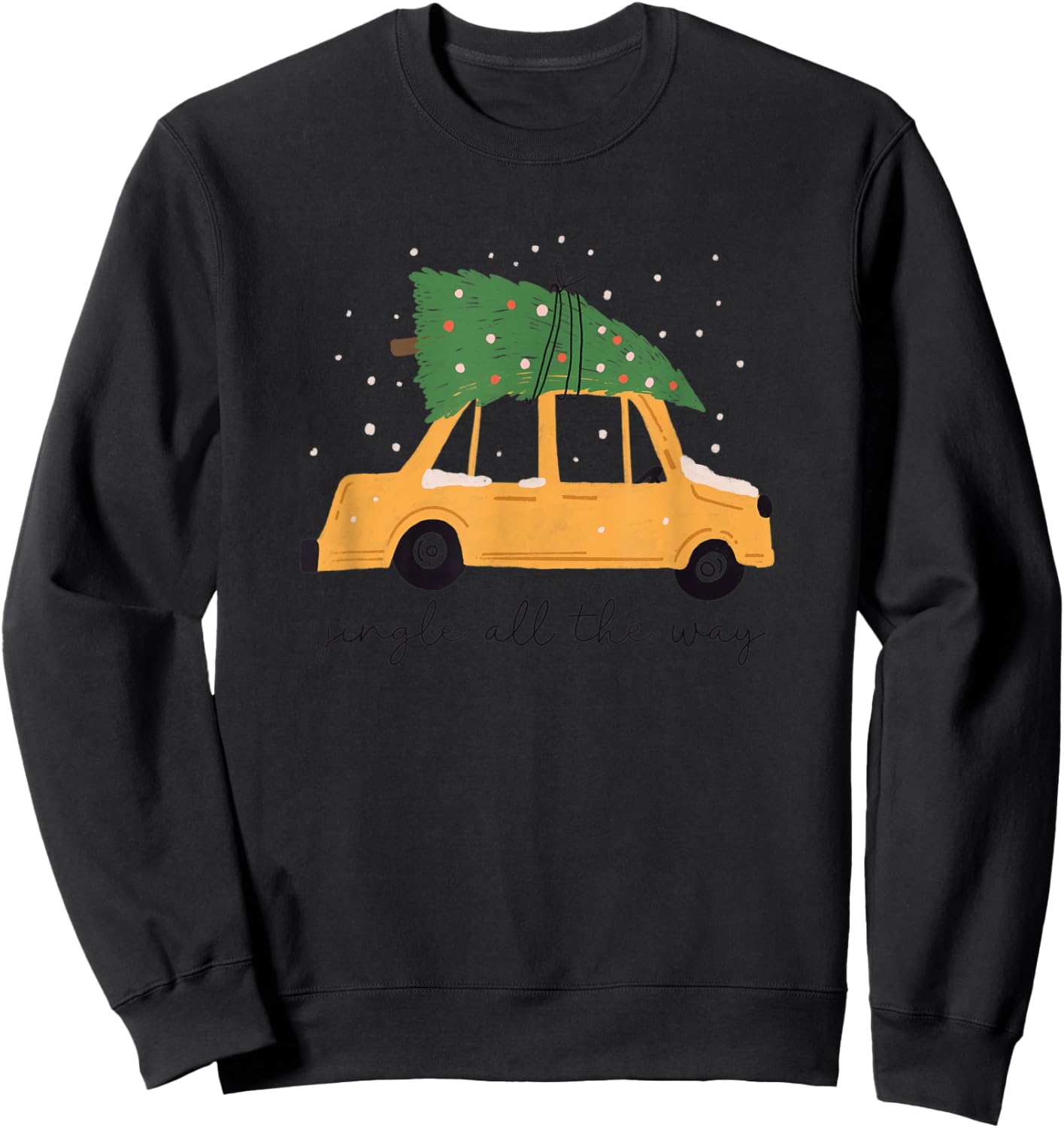 Minimalistic NYC Yellow Cab Christmas Tree on Car Sweatshirt - Sweatshirt | Black