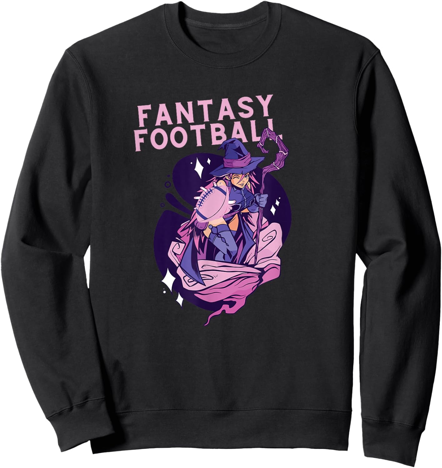 Fantasy Football Woman Wizard Magic Ironic Sports Design Sweatshirt - Sweatshirt | Black
