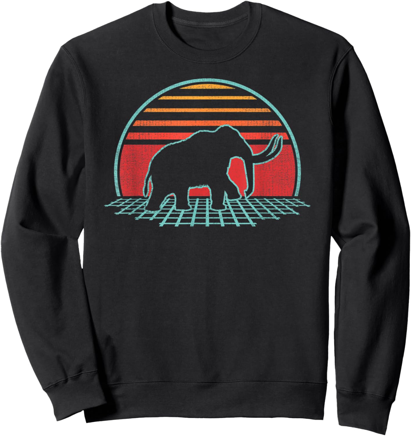 Woolly Mammoth Retro Vintage 80s Style Sweatshirt - Sweatshirt | Black