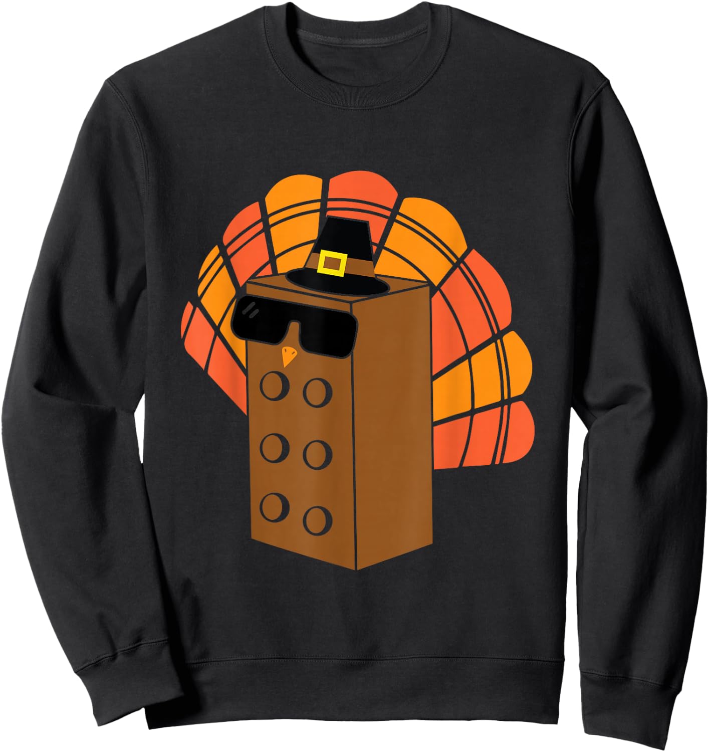 Thanksgiving Building Bricks Turkey Family Matching Funny Sweatshirt - Sweatshirt | Black