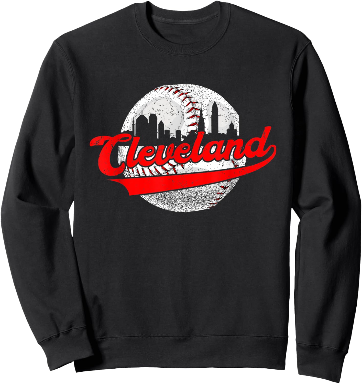 Cleveland Vintage Baseball Lover Retro Game Day Dad Mom Sweatshirt - Sweatshirt | Black