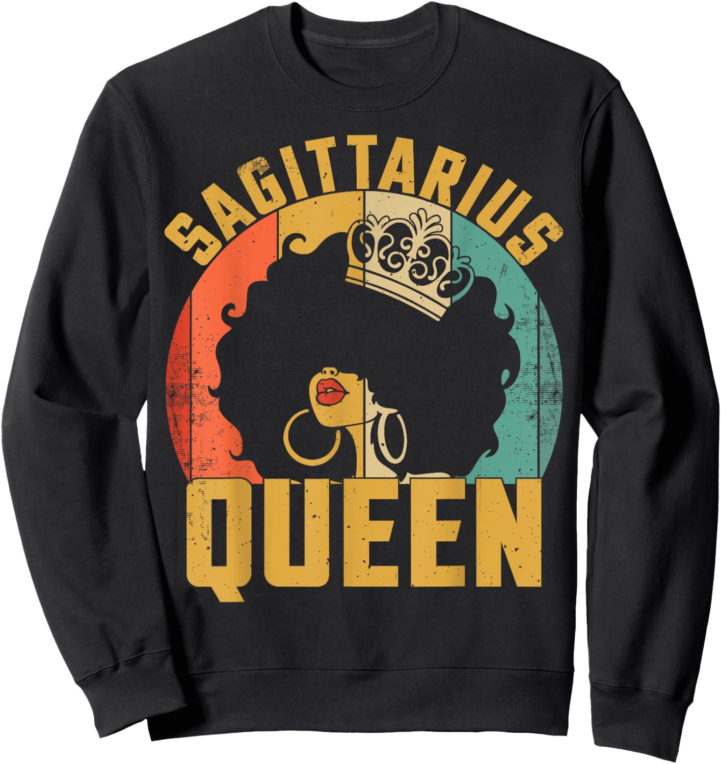 Birthday Afro Sagittarius Queen African American Black Women Sweatshirt - Sweatshirt | Black