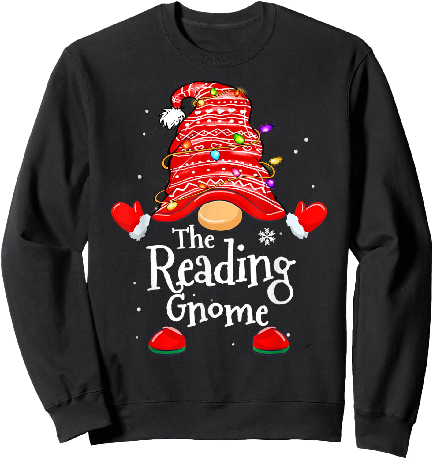 Reading Gnome - Xmas Family Matching Funny Christmas Gnomes Sweatshirt - Sweatshirt | Black