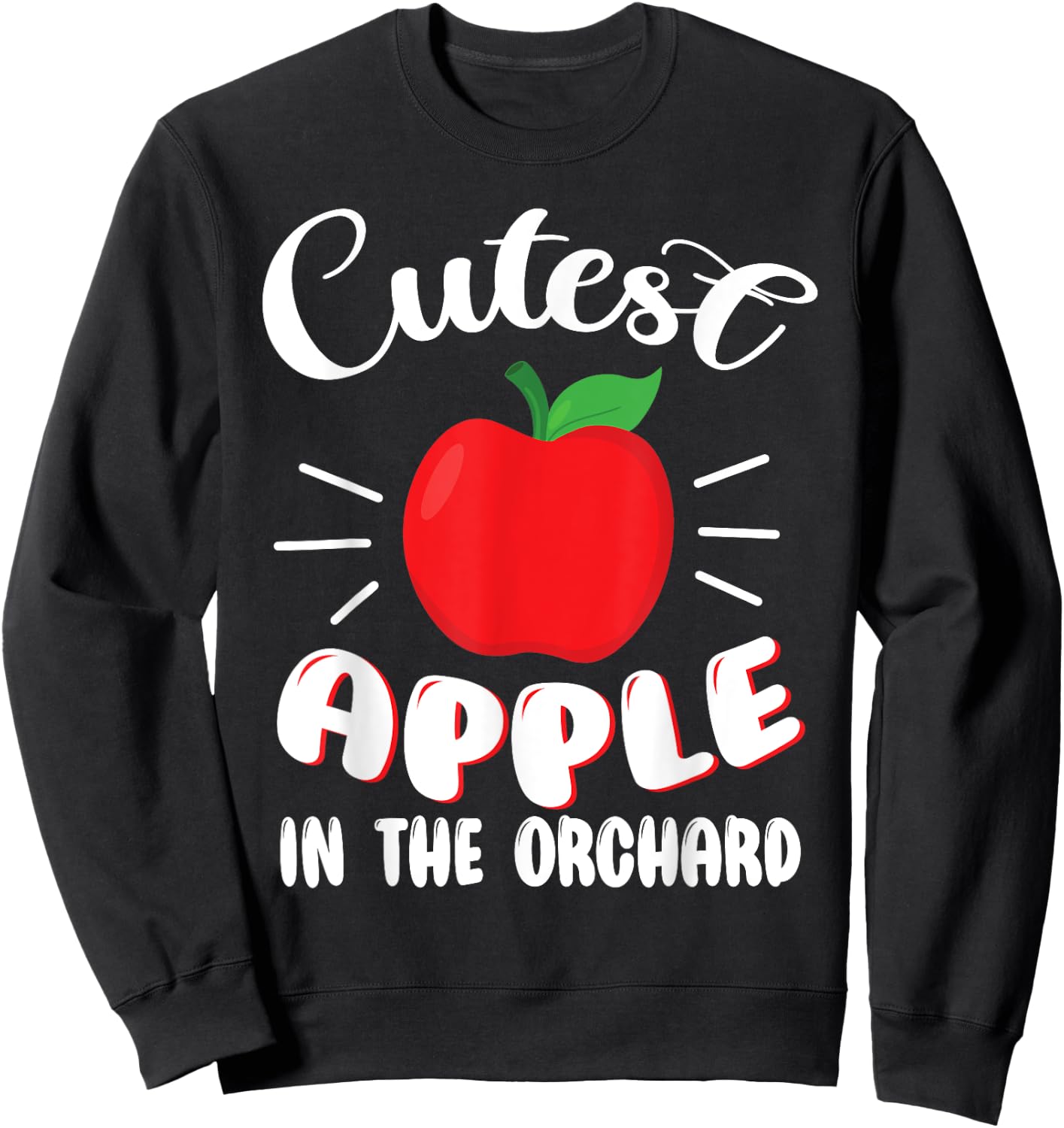 Funny Cutest Apple In The Orchard Apple Picking Kids Sweatshirt - Sweatshirt | Black