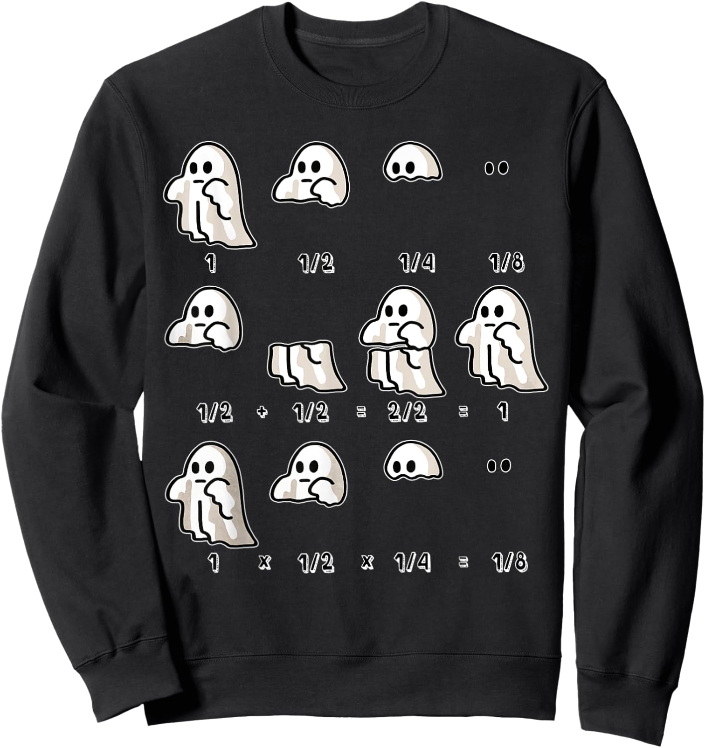 Fractions Math Teacher Ghost Math Halloween Humorous Sweatshirt - Sweatshirt | Black