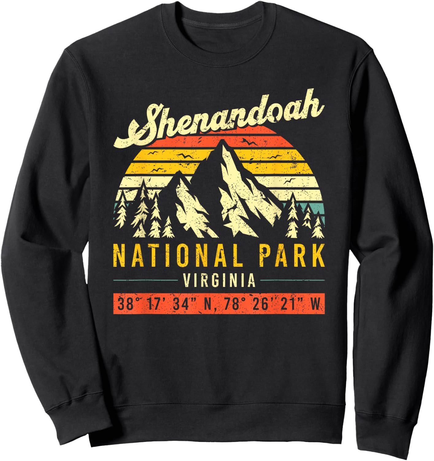 Shenandoah Vintage Retro Virginia National Park Sweatshirt - Sweatshirt | Black