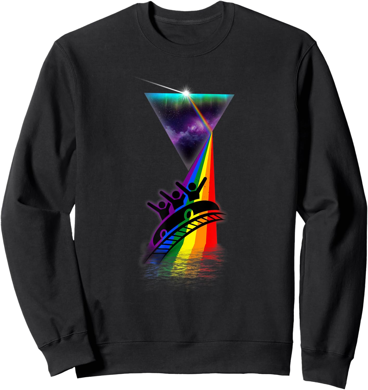 Vintage Retro Prism Roller Coaster Sweatshirt - Sweatshirt | Black