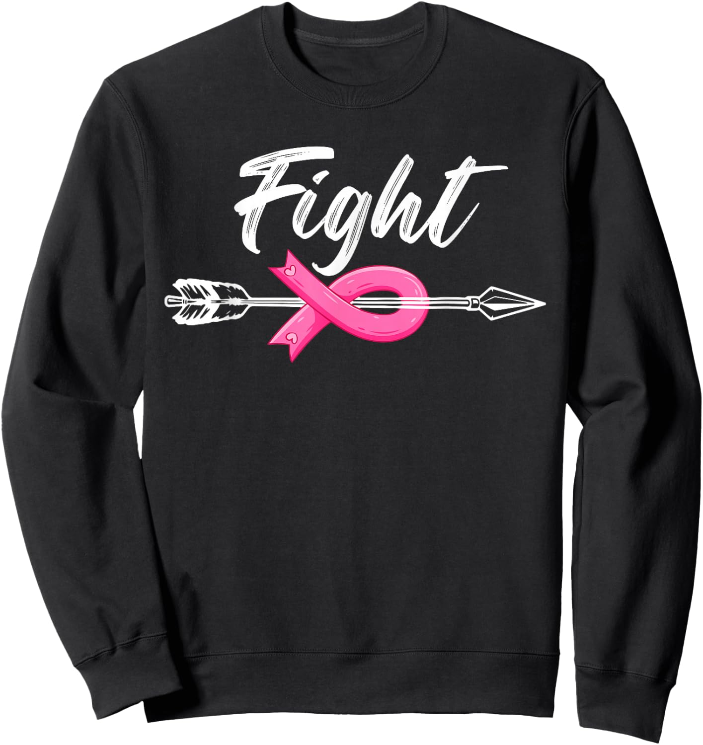 Fight Breast Survivor Breast Cancer Awarenes Pink Ribbon Sweatshirt - Sweatshirt | Black