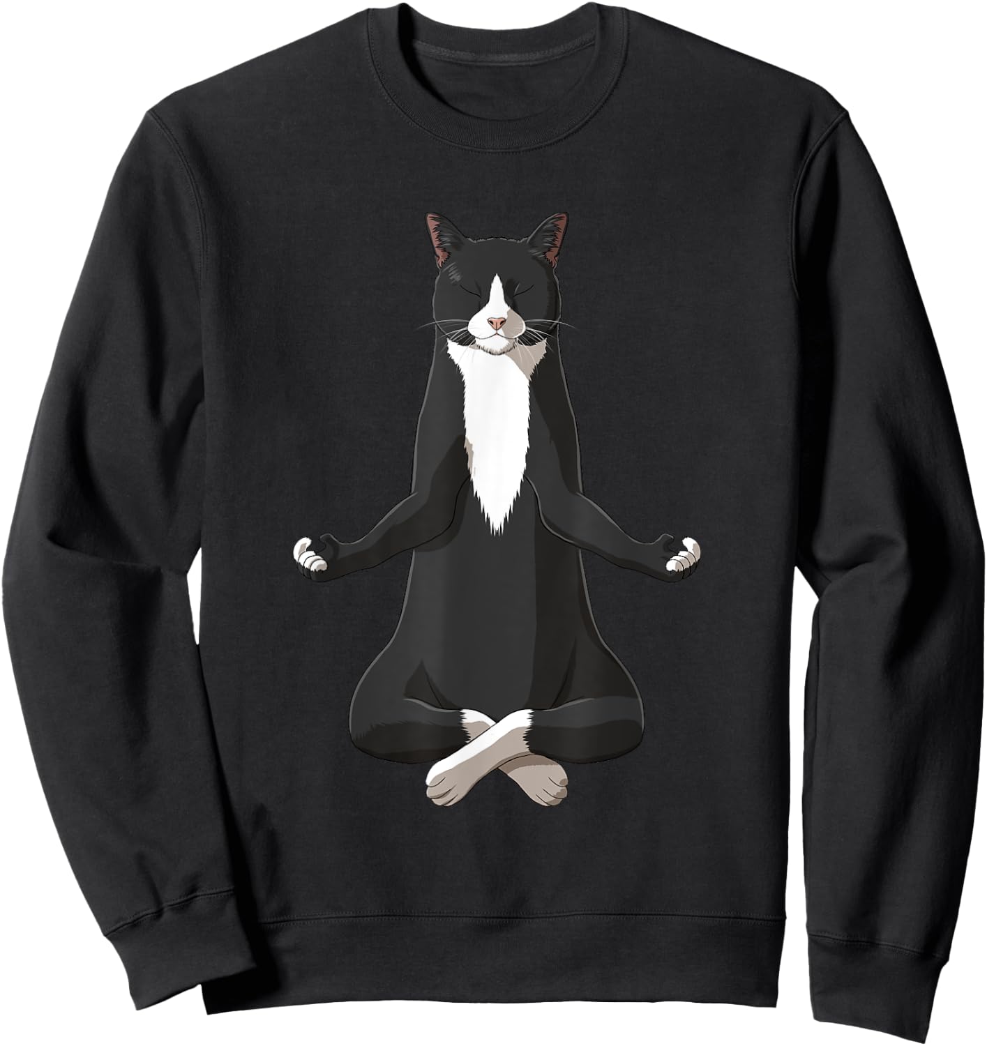 Funny Yoga Tuxie Tuxedo Cat Women Girls Kids Sweatshirt - Sweatshirt | Black