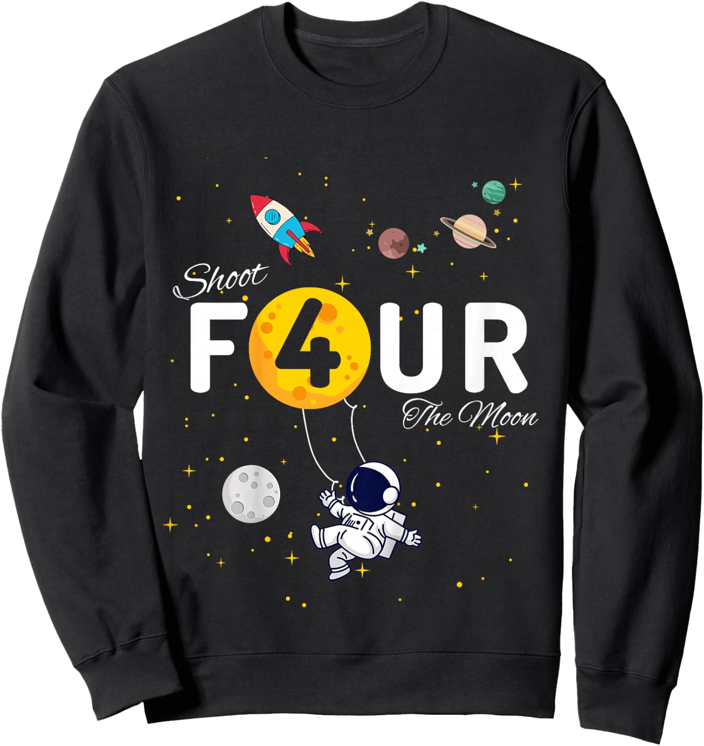 Shoot 4 The Moon Child's 4th Birthday party Sweatshirt - Sweatshirt | Black