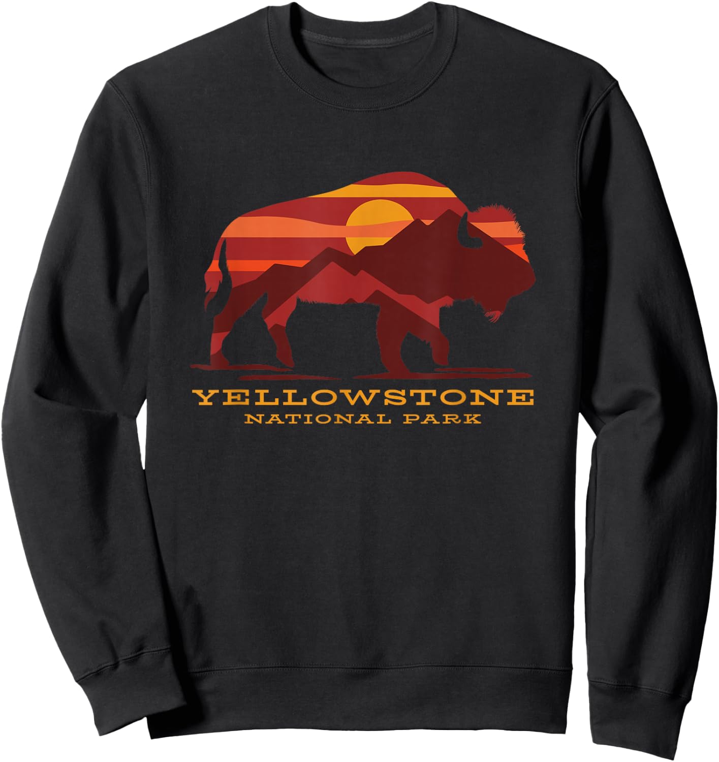 Yellowstone National Park Wyoming Buffalo Bison Sunset Sweatshirt - Sweatshirt | Black