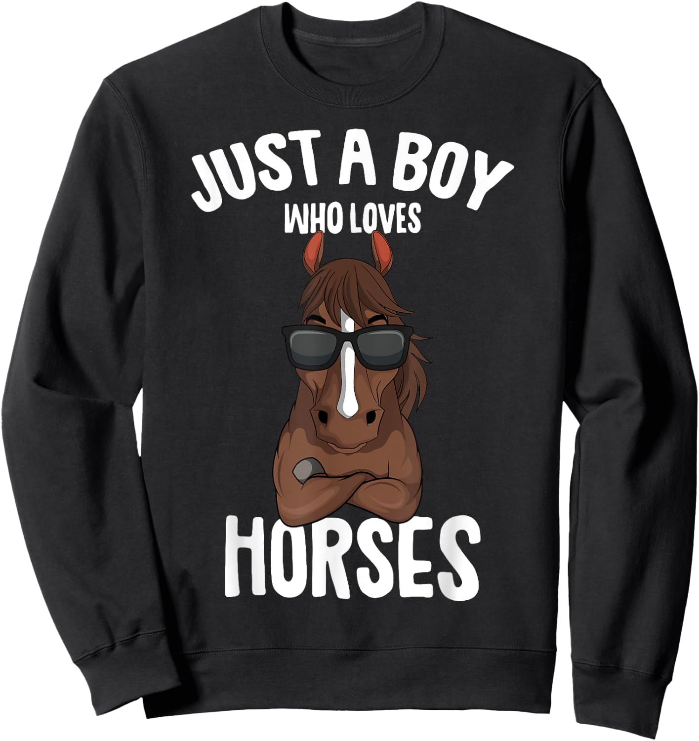 Just a Boy who loves Horses Equestrian Horseback Riding Kids Sweatshirt - Sweatshirt | Black