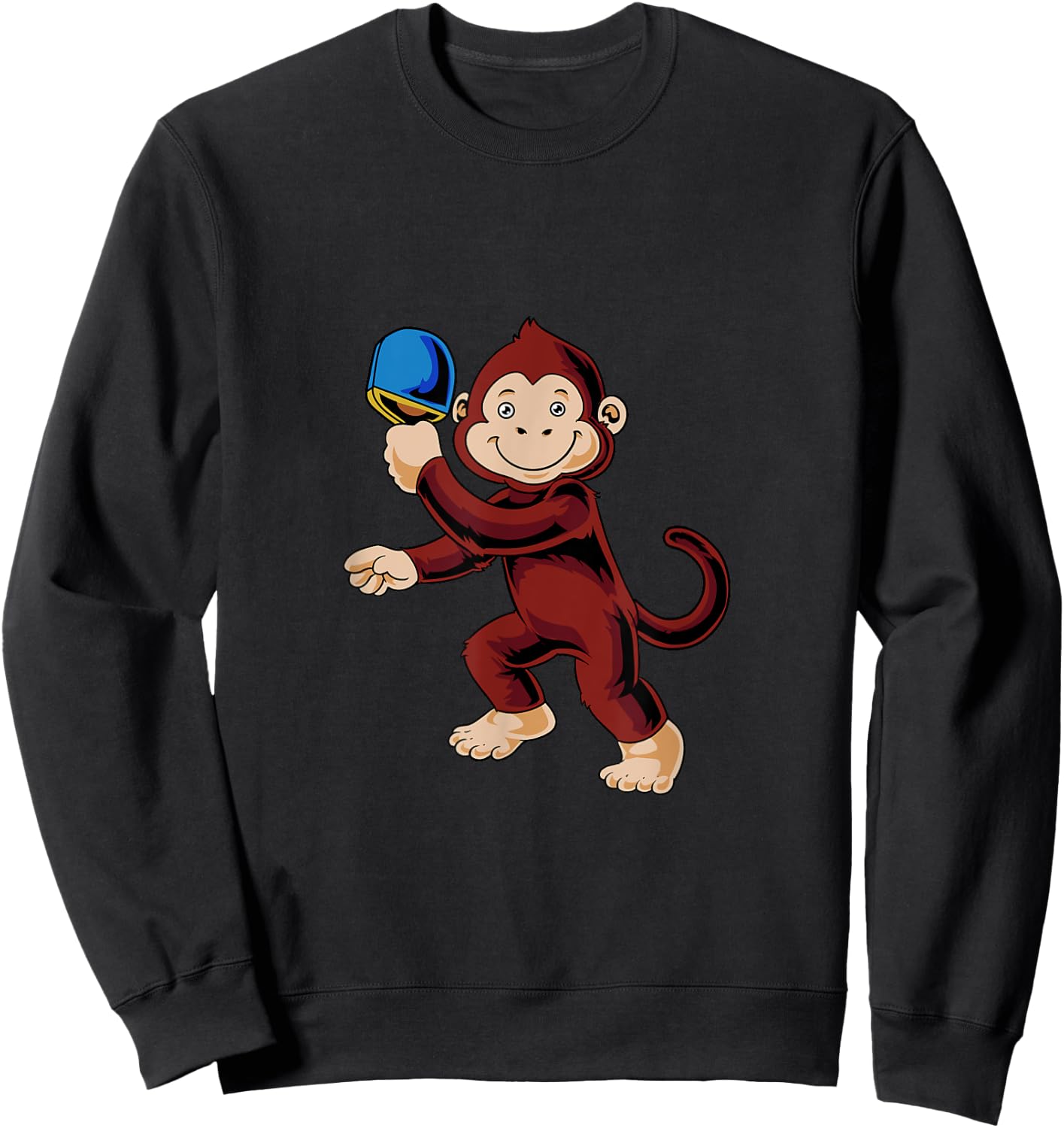 Cartoon monkey playing table tennis Sweatshirt - Sweatshirt | Black