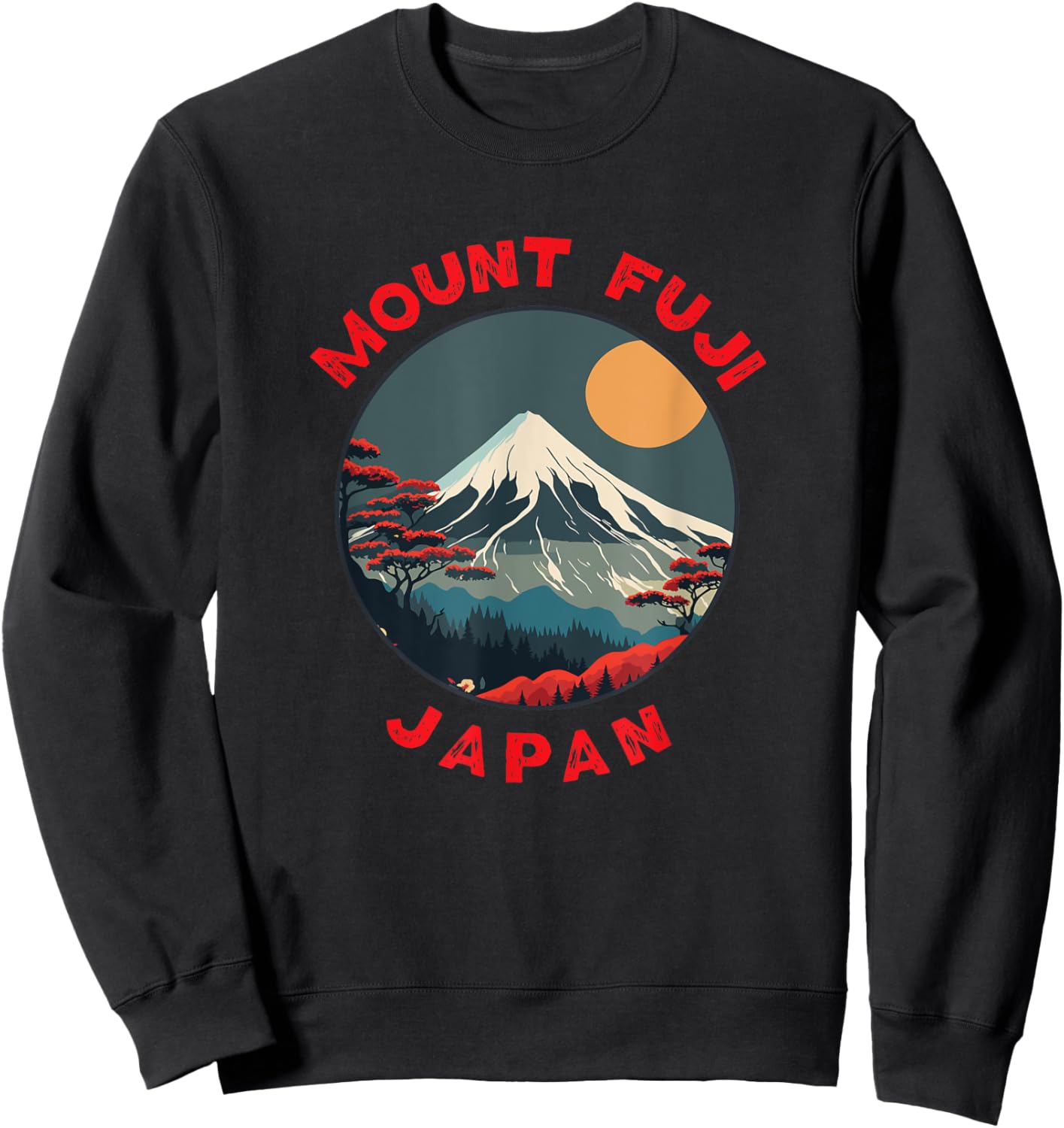 Mount Fuji Japan Distressed Circle Vintage Sweatshirt - Sweatshirt | Black