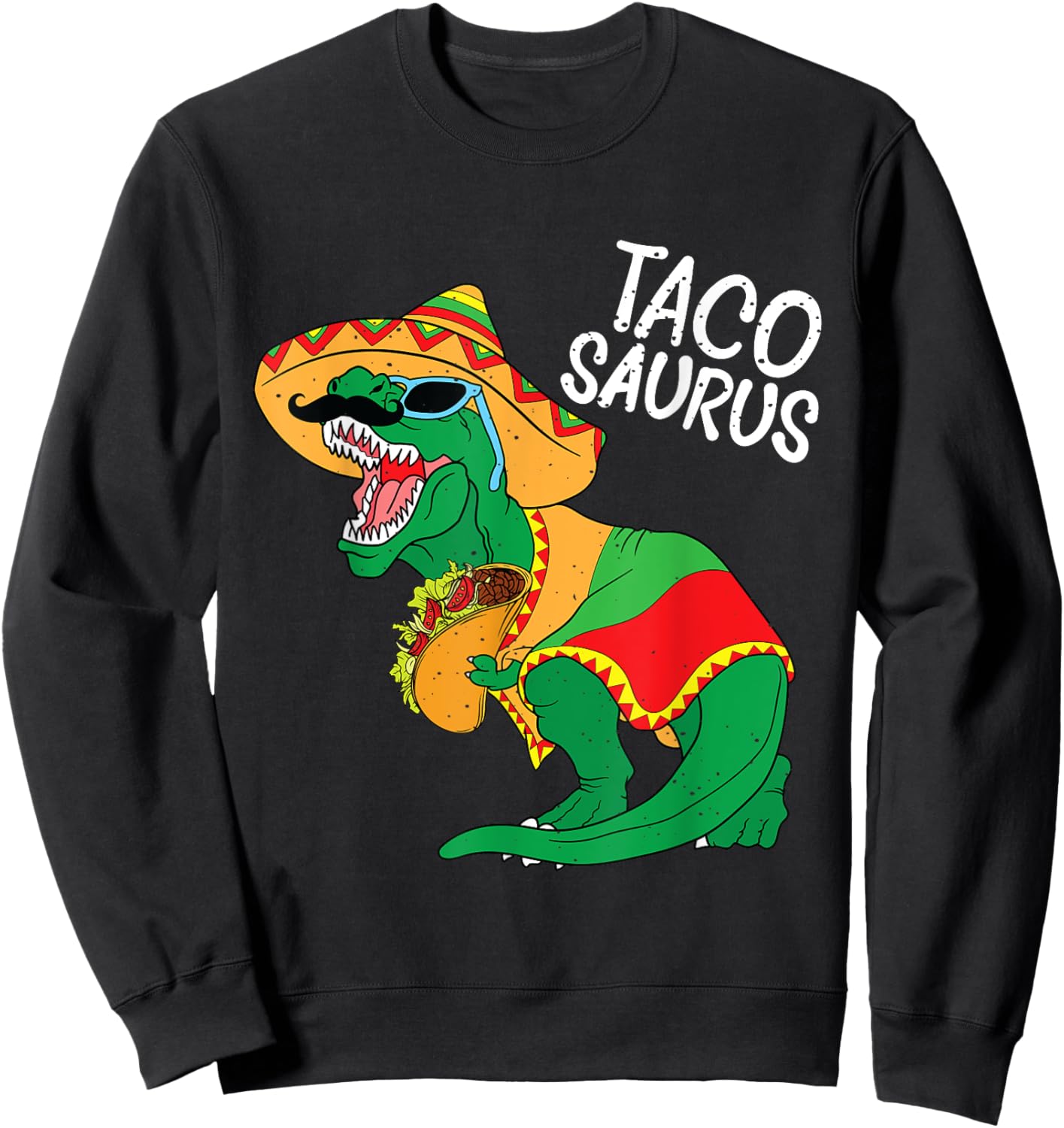 Tacosaurus Taco Dino Trex Cinco De Mayo Kids Toddler Boys Sweatshirt - Sweatshirt | Black