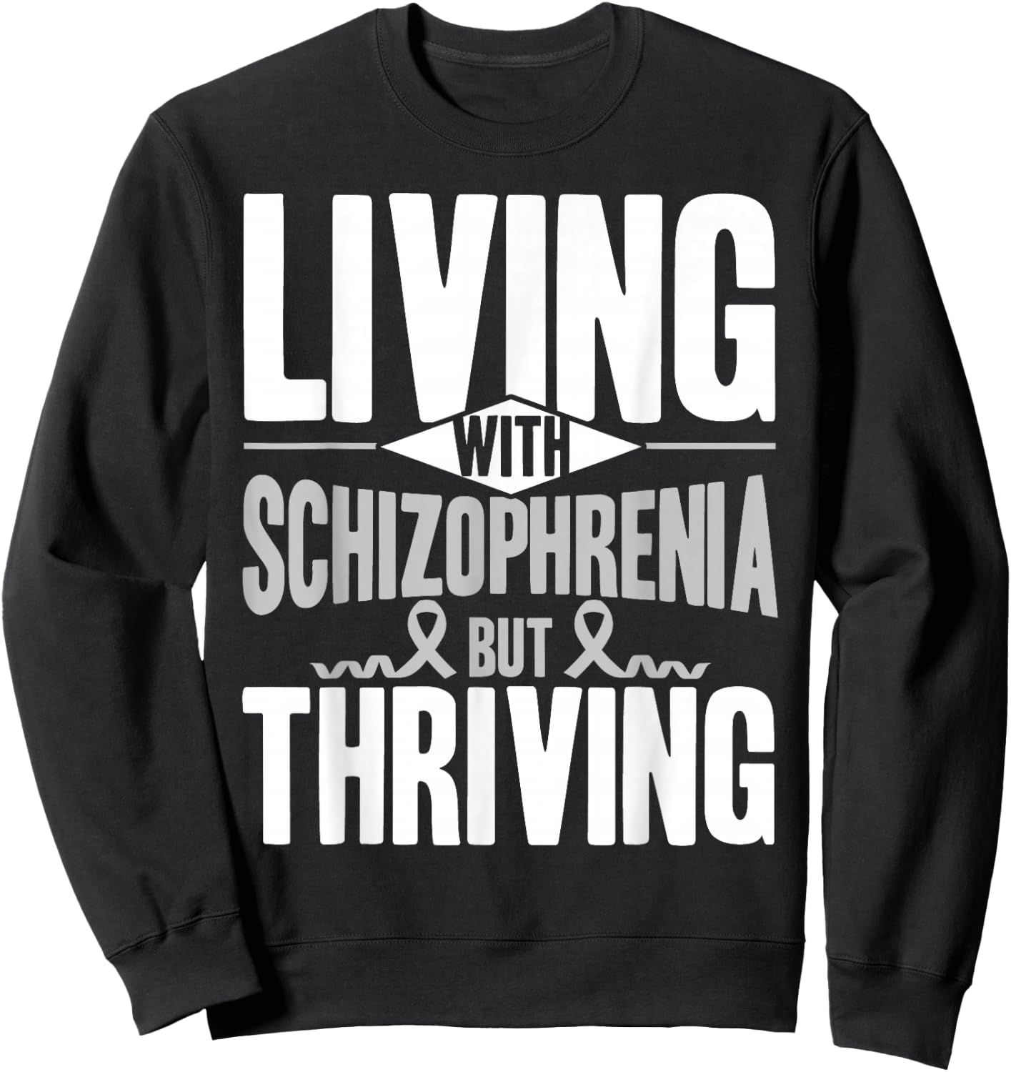 Schizophrenia Awareness Month Support Living With Schizophrenia Schizophrenia Awareness , Black, -Adults, Small, Short Sleeve, , Modern Awareness Ribbon, Letter Print, Pull On Sweatshirt - Sweatshirt | Black