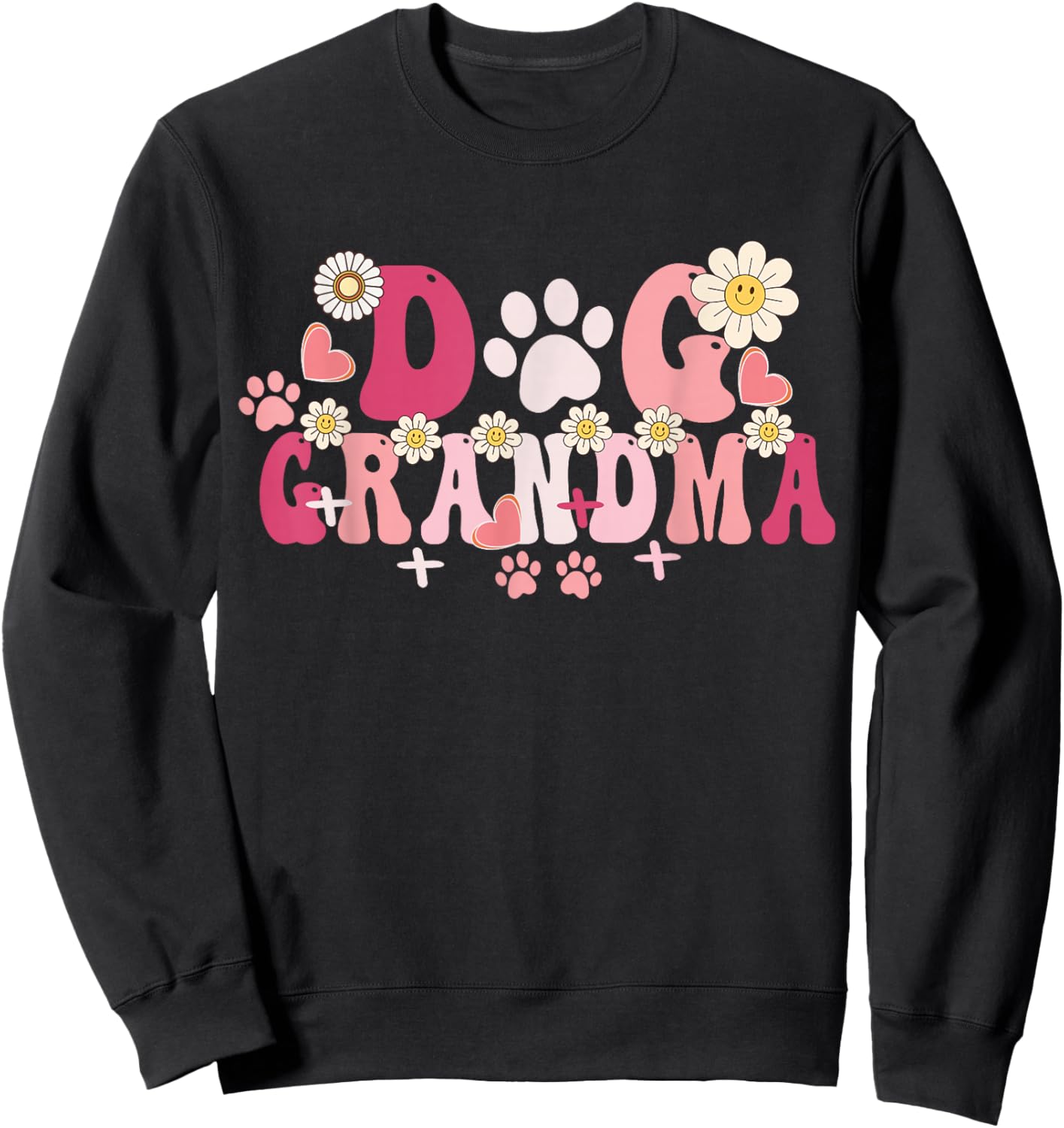 Groovy Dog Grandma Owner Mama Grandma Dog Lovers Sweatshirt - Sweatshirt | Black