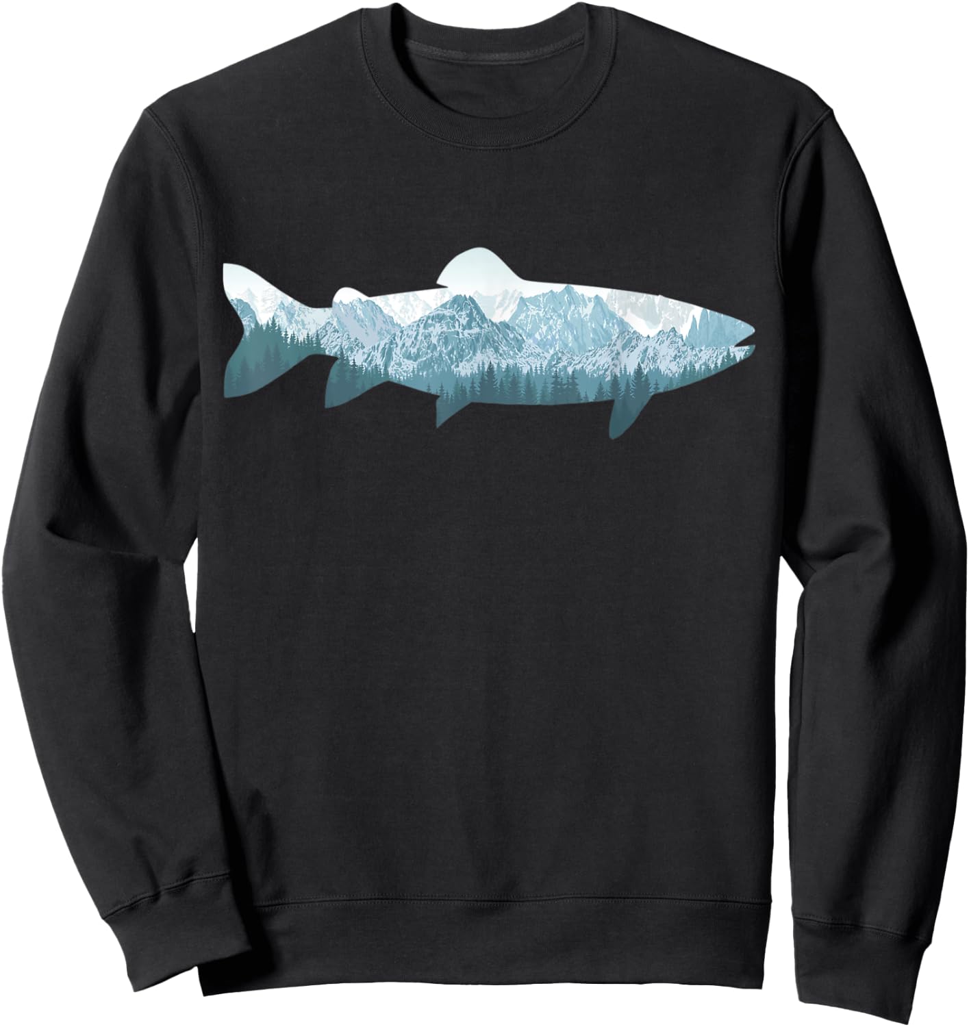 Trout Fly Fishing Outdoor Forest Nature Wildlife Fisherman Sweatshirt - Sweatshirt | Black