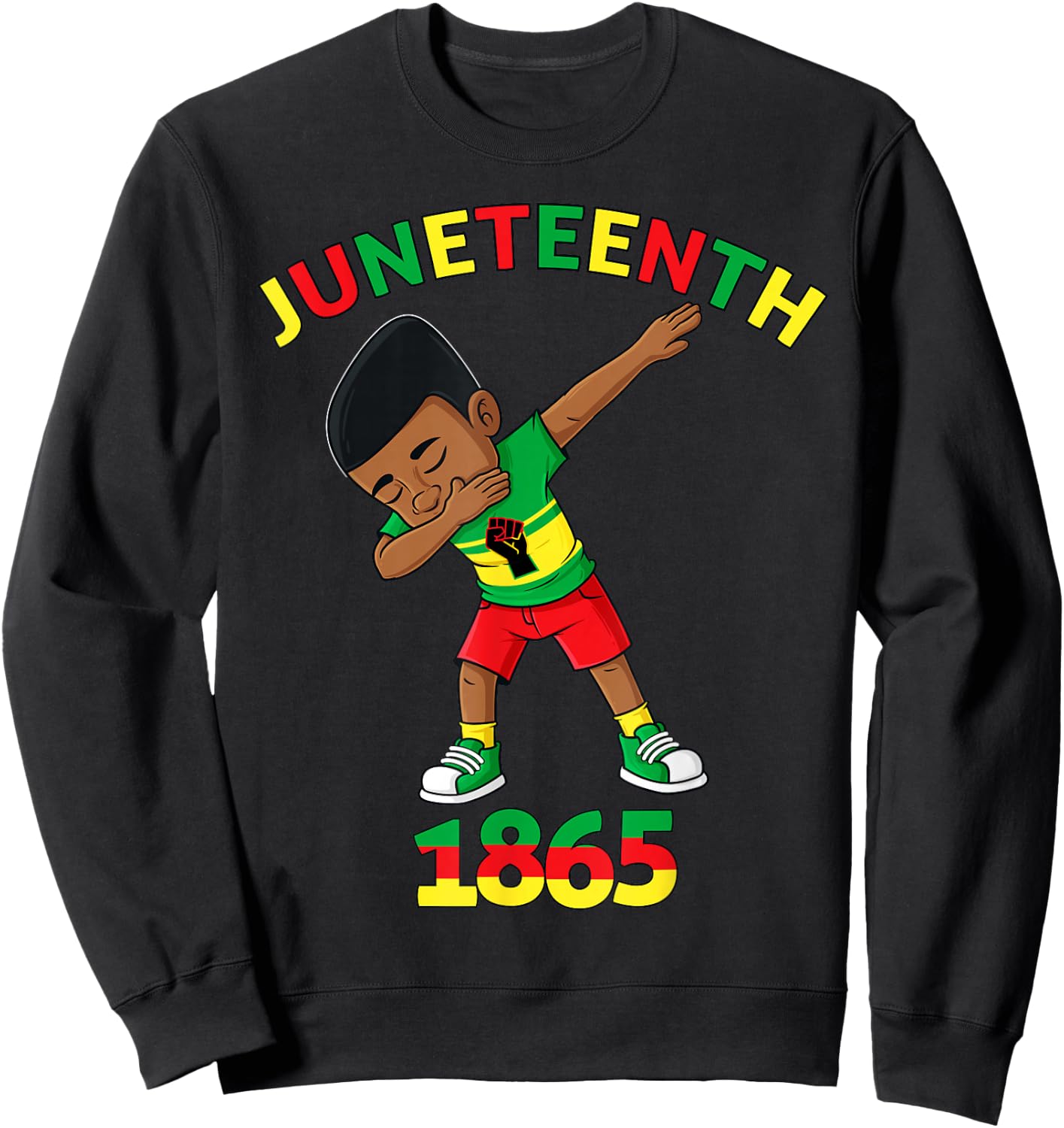Dabbing Black King Juneteenth 1865 Brown Skin Boys Kids Teen Sweatshirt - Sweatshirt | Black