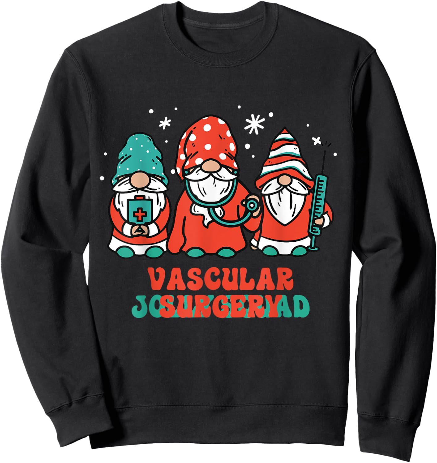 Vascular Surgery Jolly Squad Gnomes Nurse Christmas Sweatshirt - Sweatshirt | Black