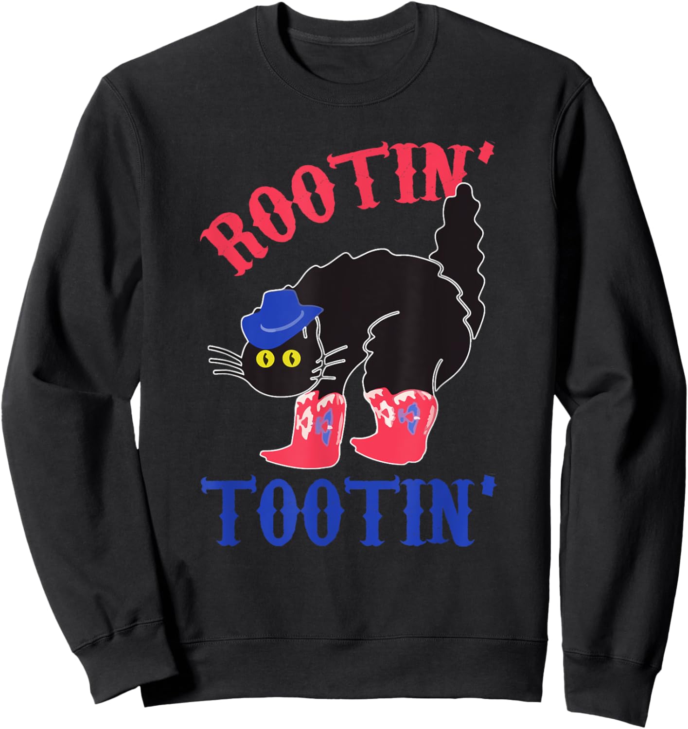 Rootin And Tootin Cowboy Cat Funny Animal Sweatshirt - Sweatshirt | Black