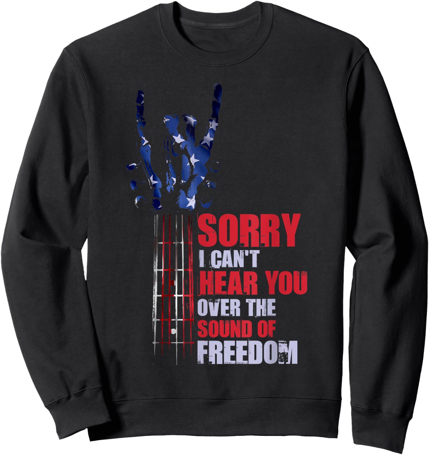 Guitarist 4th Of July American Flag Guitar Sweatshirt - Sweatshirt | Black
