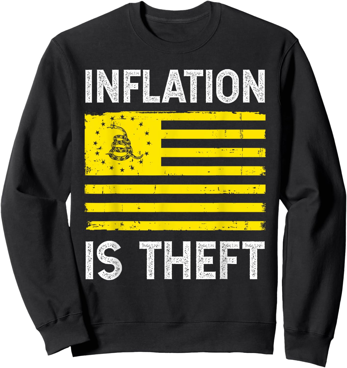 Inflation Is Theft Gadsden Flag Sweatshirt - Sweatshirt | Black