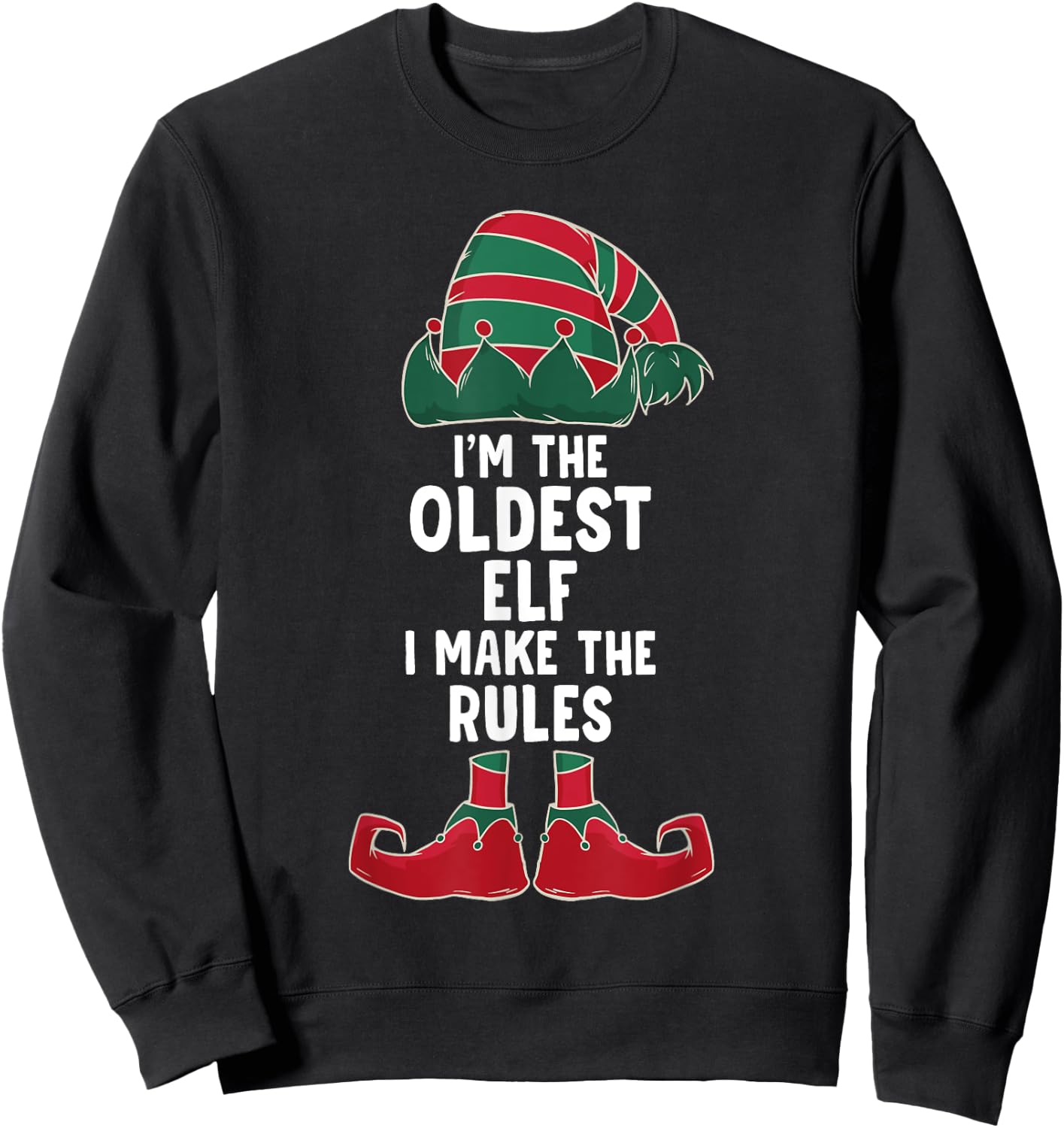 Oldest Sister & Brother Funny Christmas Elf Sibling Sweatshirt - Sweatshirt | Black