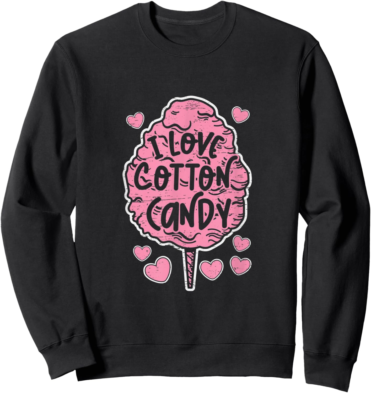 I Love Cotton Candy Stick Cone Fairy Floss Sweatshirt - Sweatshirt | Black