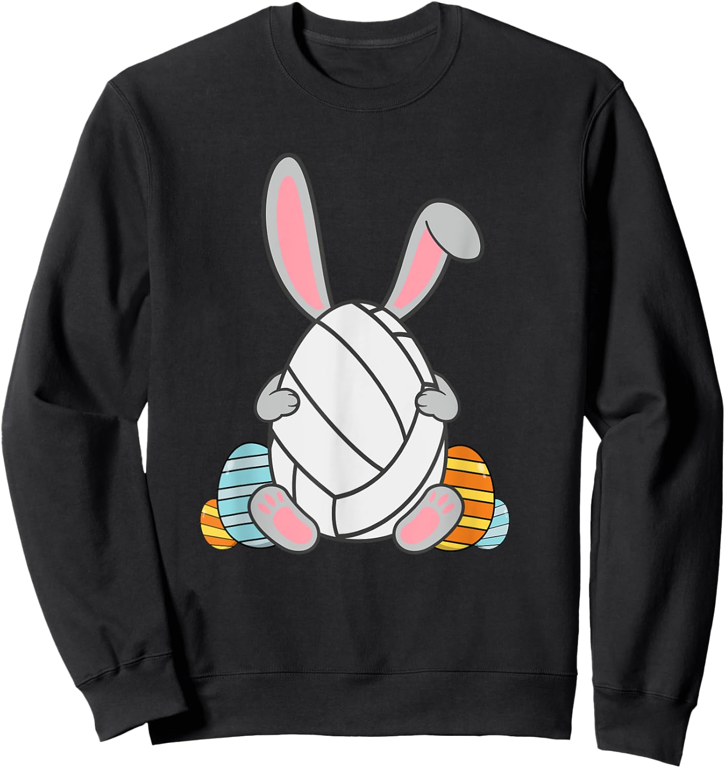 Kids Happy Easter Volleyball Bunny Ears Funny Egg Boys Sweatshirt - Sweatshirt | Black