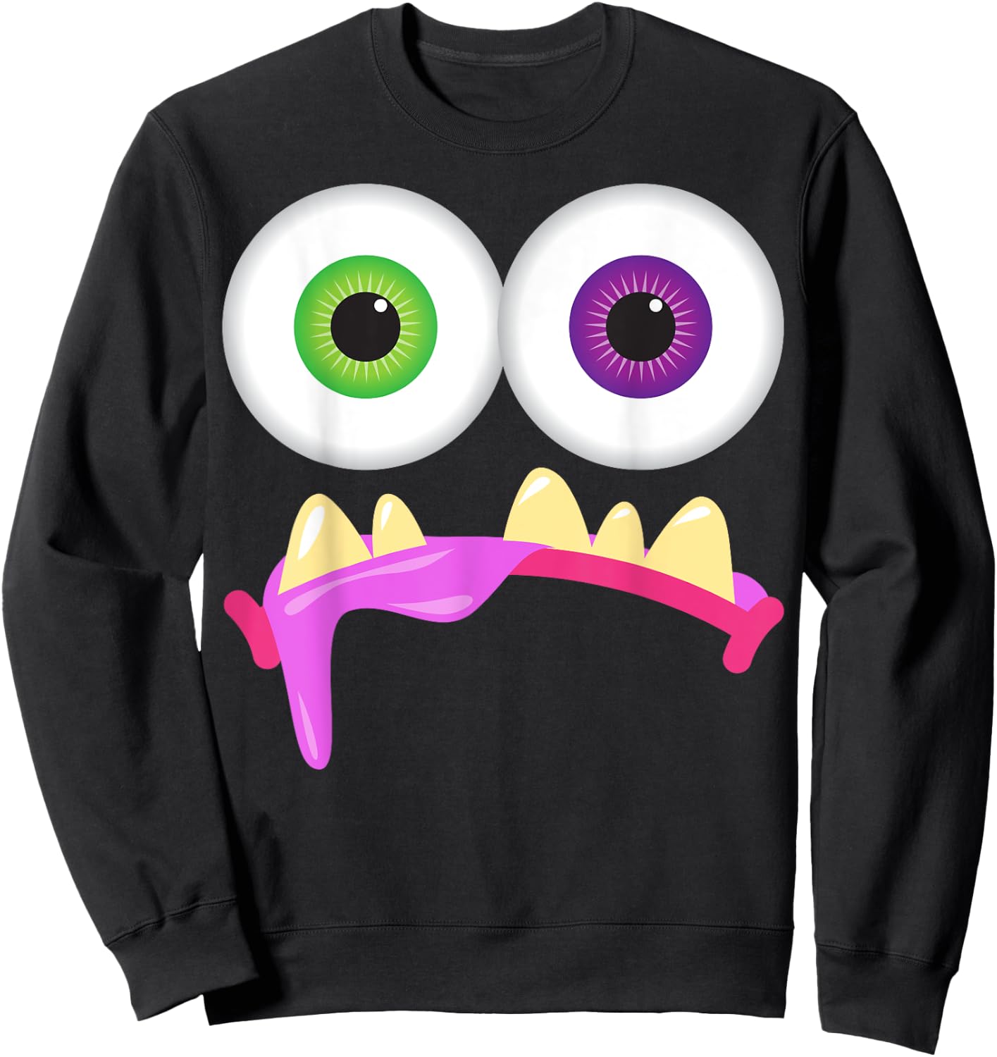 Cute Monster Face Men's Women's Goofy Costume Halloween Sweatshirt - Sweatshirt | Black
