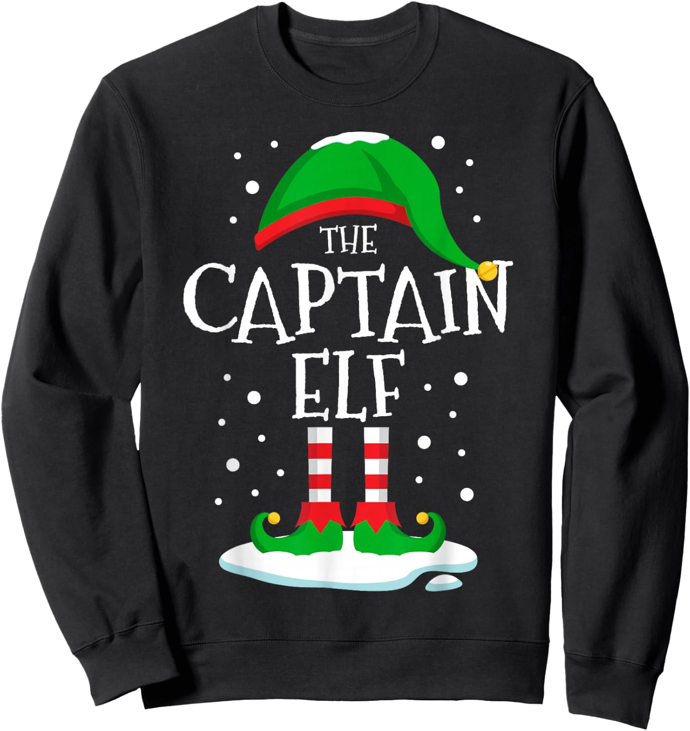 The Captain Elf Christmas Family Matching Xmas Group Funny Sweatshirt - Sweatshirt | Black