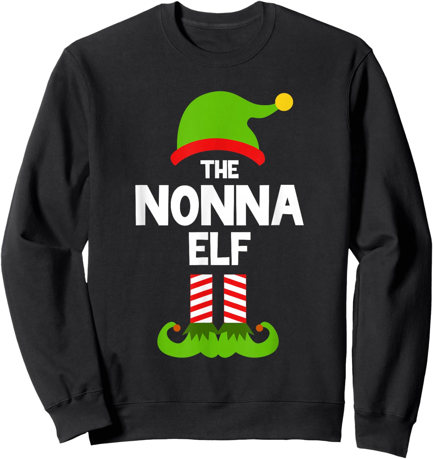 I'm The Nonna Elf Christmas Family Pajama Funny Sweatshirt - Sweatshirt | Black
