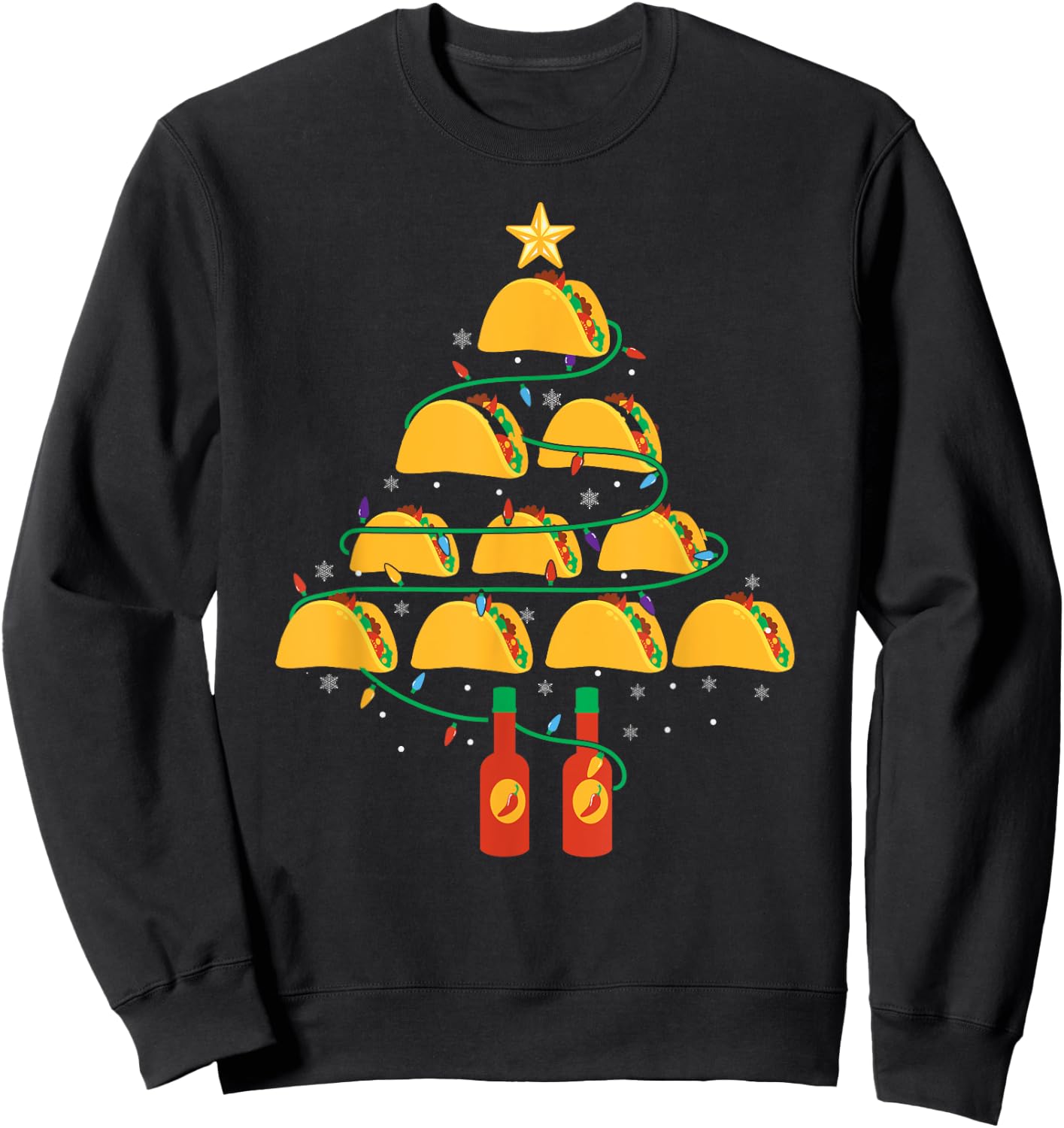 MY TACOS CHRISTMAS TREE Pajama Shirt Xmas Funny Sweatshirt - Sweatshirt | Black