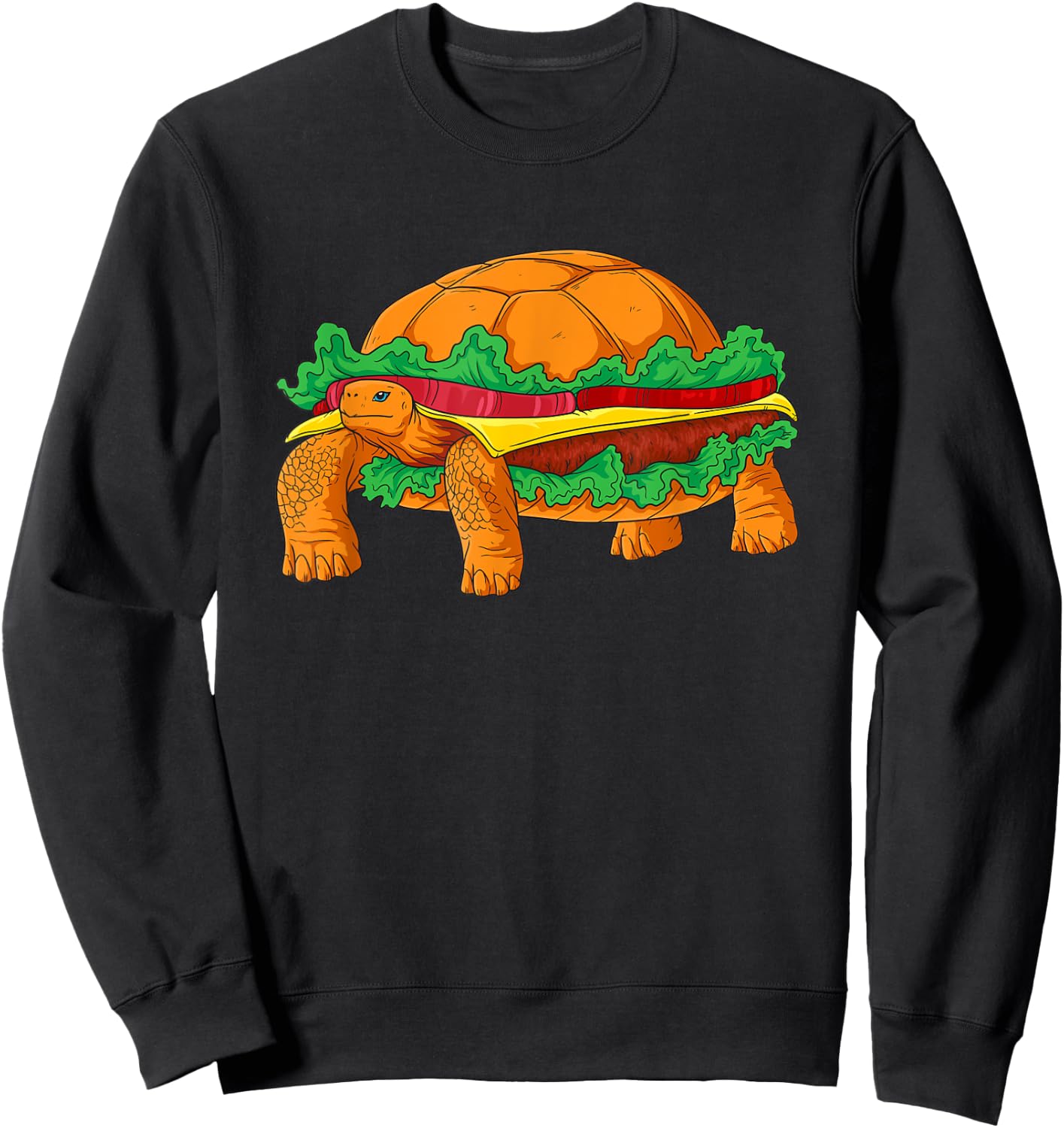 Funny Hamburger Turtle Fast Food Animal Sweatshirt - Sweatshirt | Black