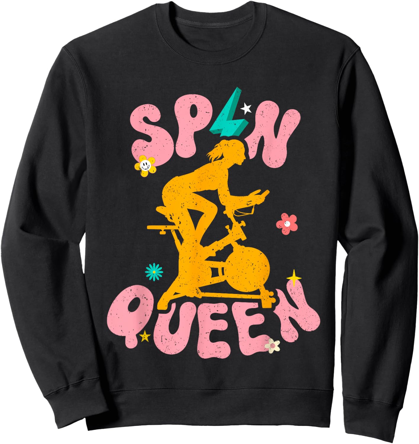 Spin Class Queen Indoor Cycling Workout Stationary Spin Bike Sweatshirt - Sweatshirt | Black