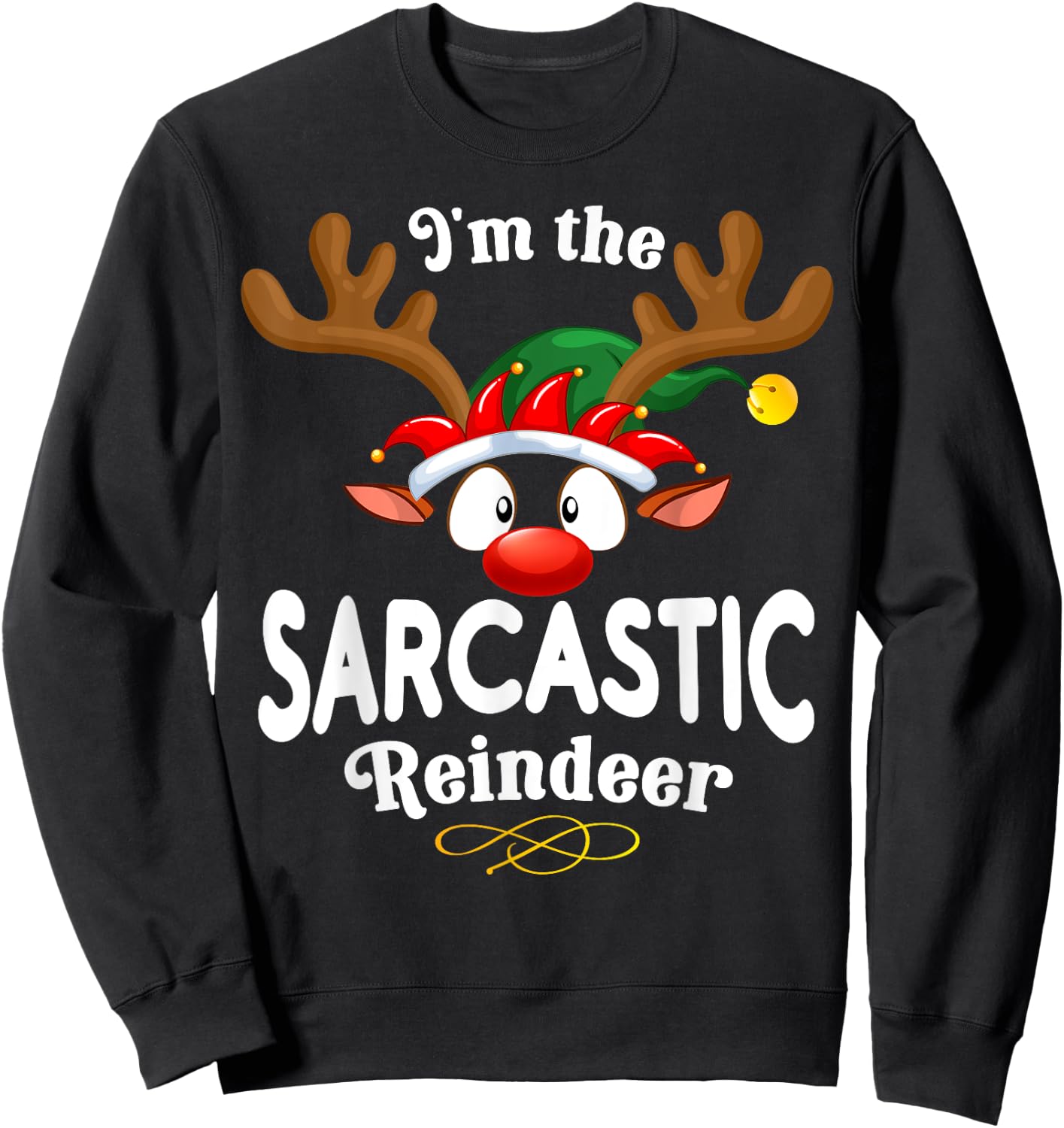 Christmas PJS Sarcastic XMas Reindeer Matching Sweatshirt - Sweatshirt | Black