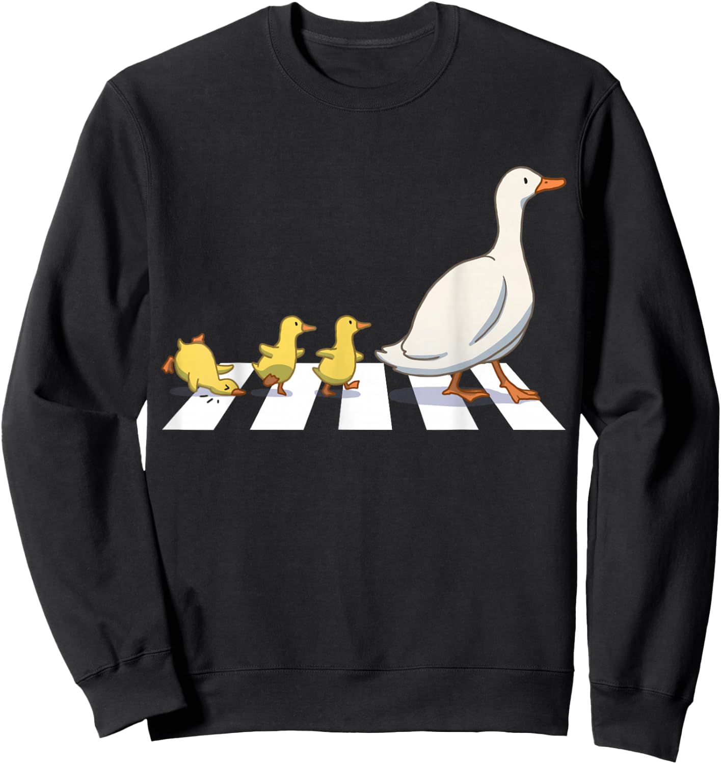 Funny Ducks Crossing Road Crosswalk Rooster Farmer Kid Men Sweatshirt - Sweatshirt | Black