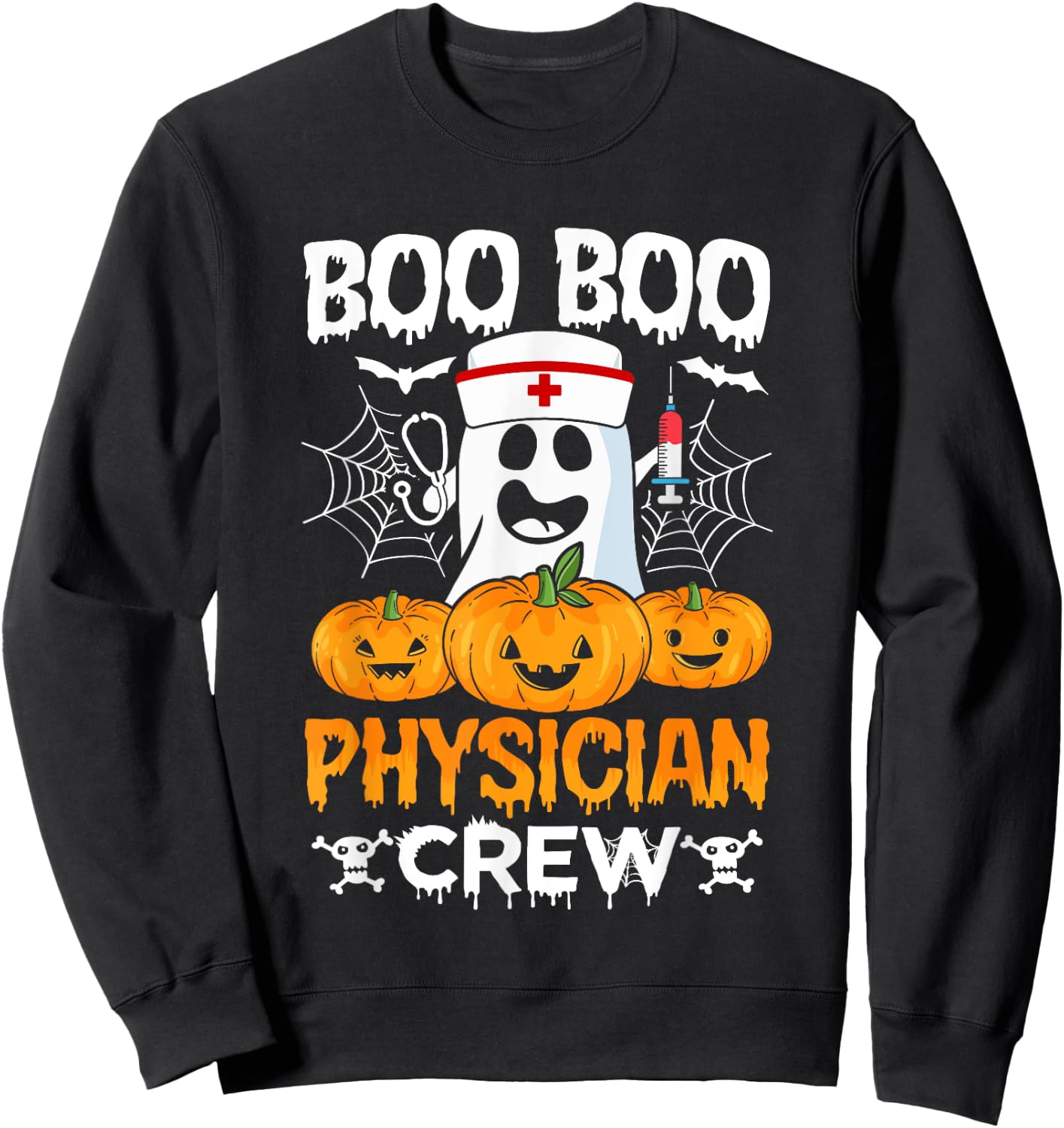Boo Boo Physician Crew Halloween Doctor Healthcare Medical Sweatshirt - Sweatshirt | Black