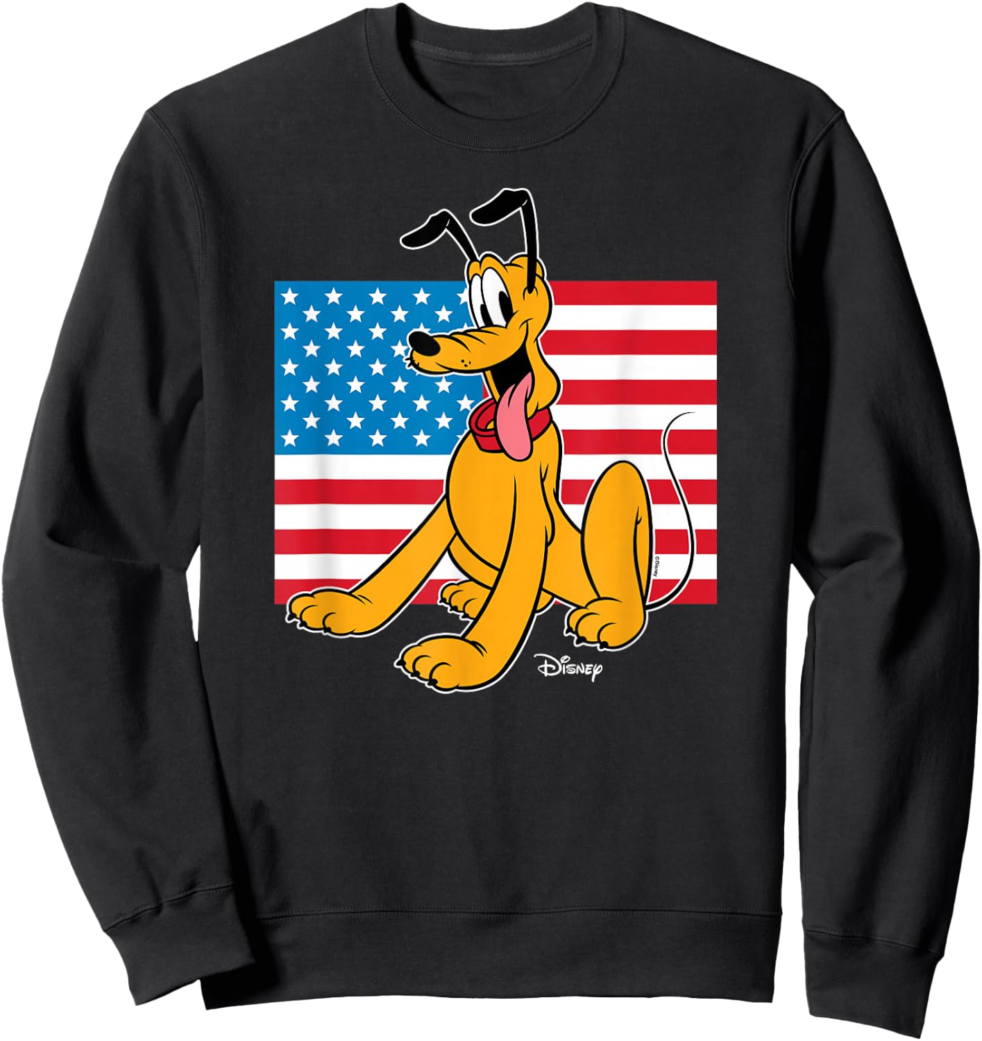 Pluto - Patriotic Americana USA Flag Sweatshirt - Sweatshirt | Black