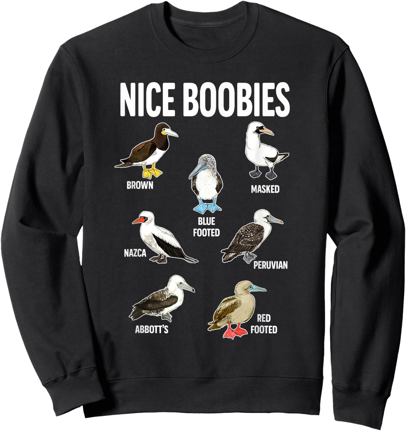 Nice Boobies Pun Adult Joke Funny Bird Lover Birdwatcher Sweatshirt - Sweatshirt | Black